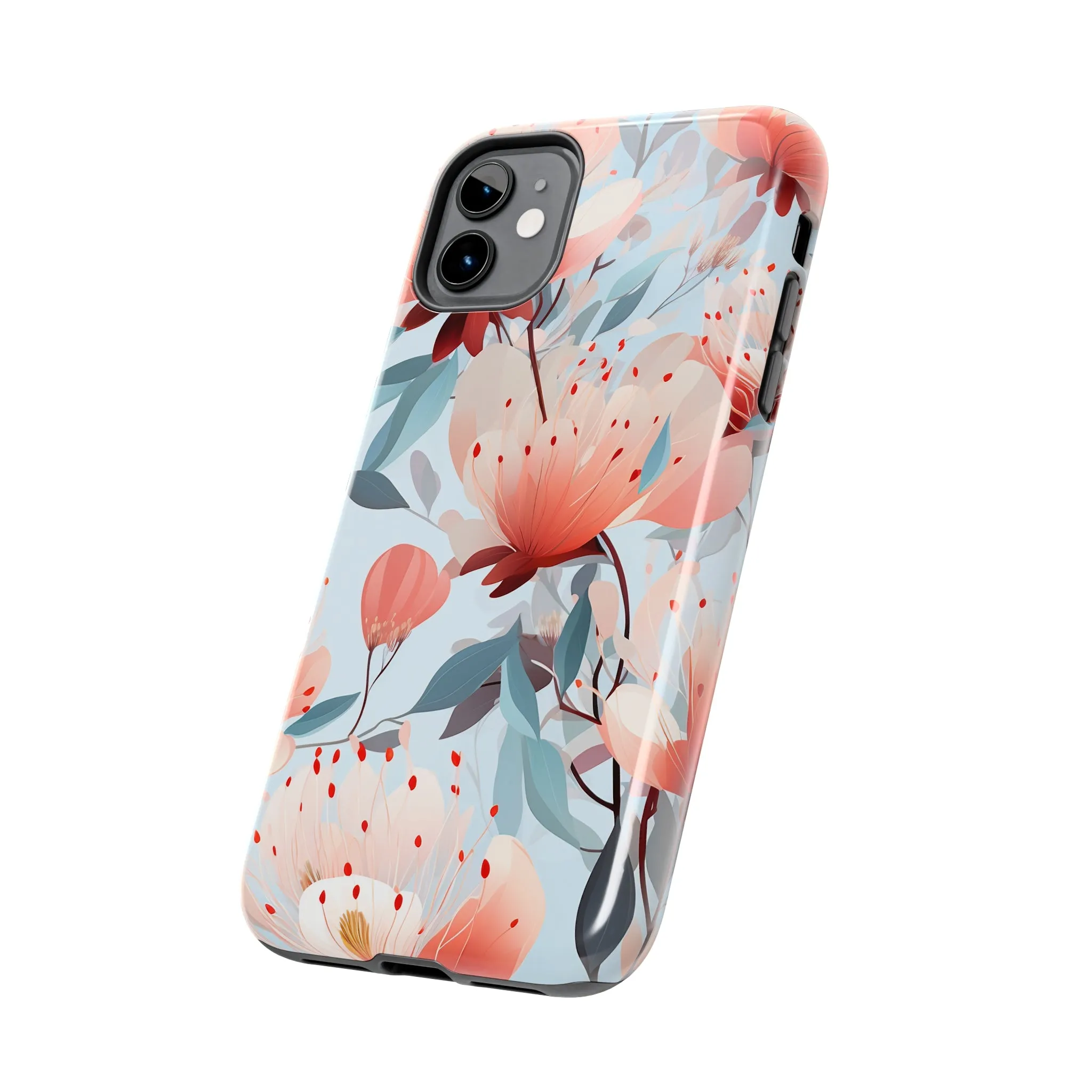 Red Flowers Digital print Design Tough Phone Case compatible with a large variety of iPhone models, Gift, Phone Case