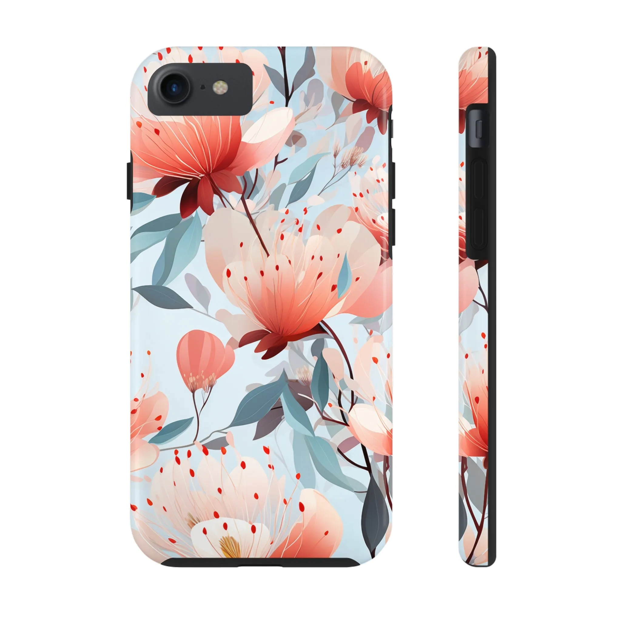 Red Flowers Digital print Design Tough Phone Case compatible with a large variety of iPhone models, Gift, Phone Case