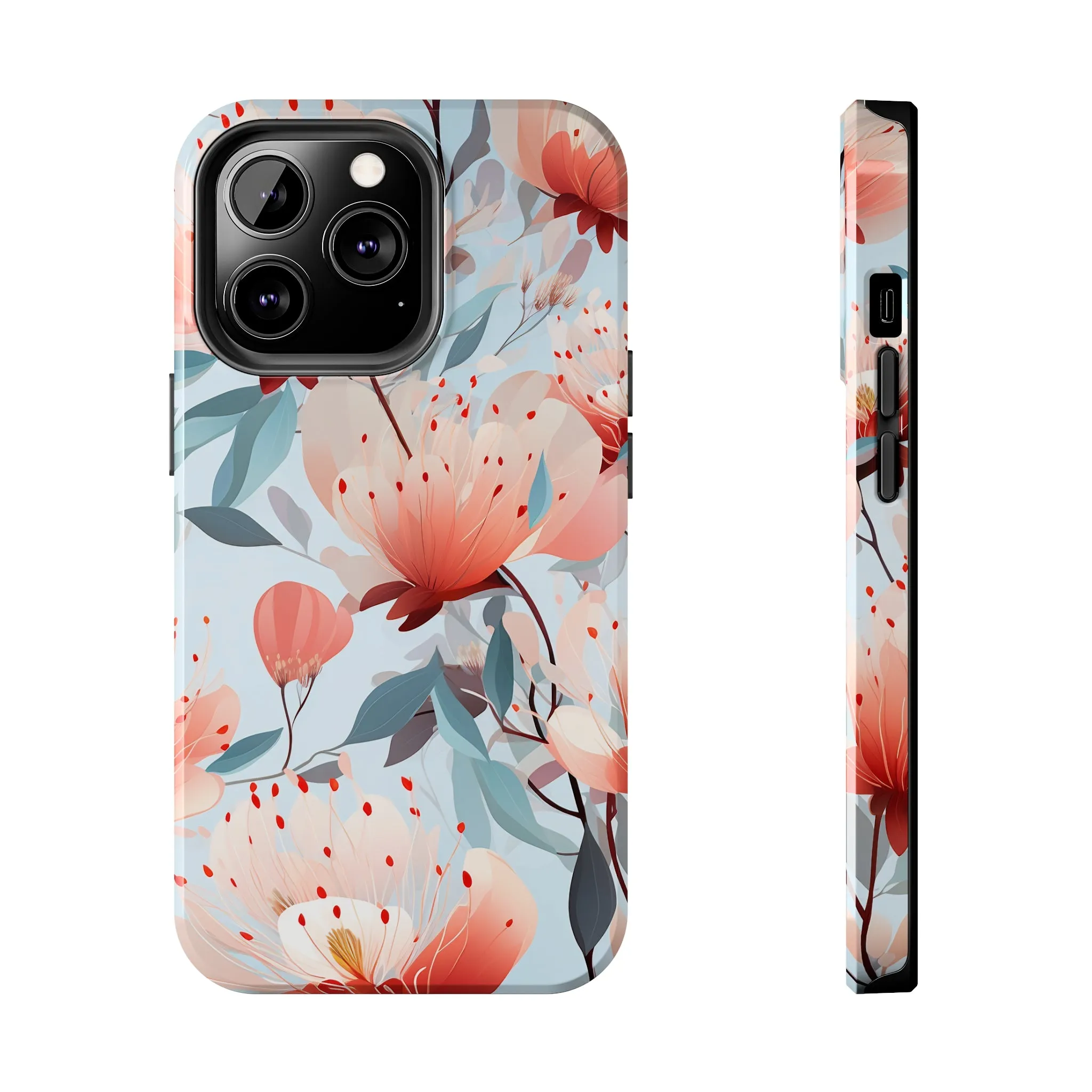 Red Flowers Digital print Design Tough Phone Case compatible with a large variety of iPhone models, Gift, Phone Case