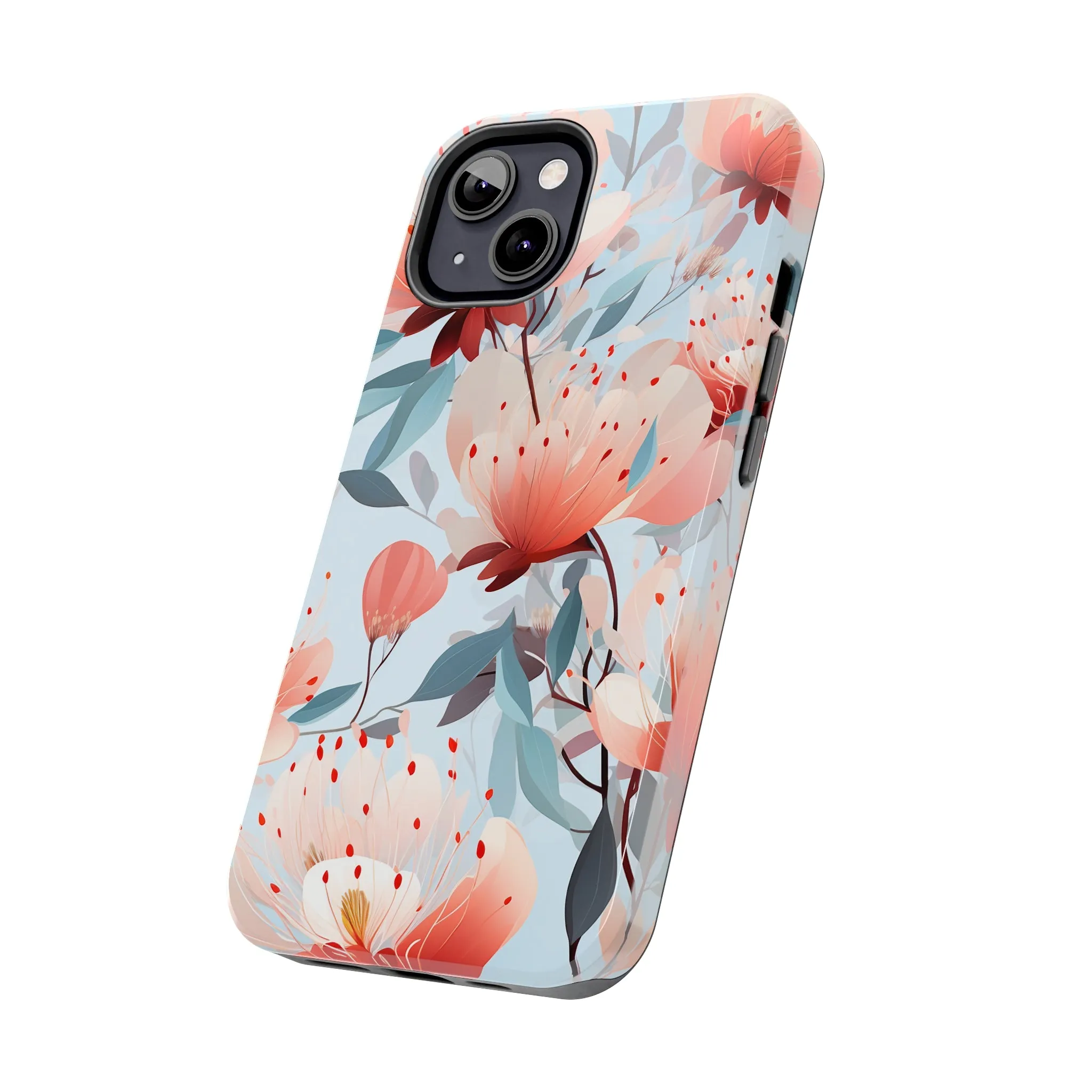 Red Flowers Digital print Design Tough Phone Case compatible with a large variety of iPhone models, Gift, Phone Case