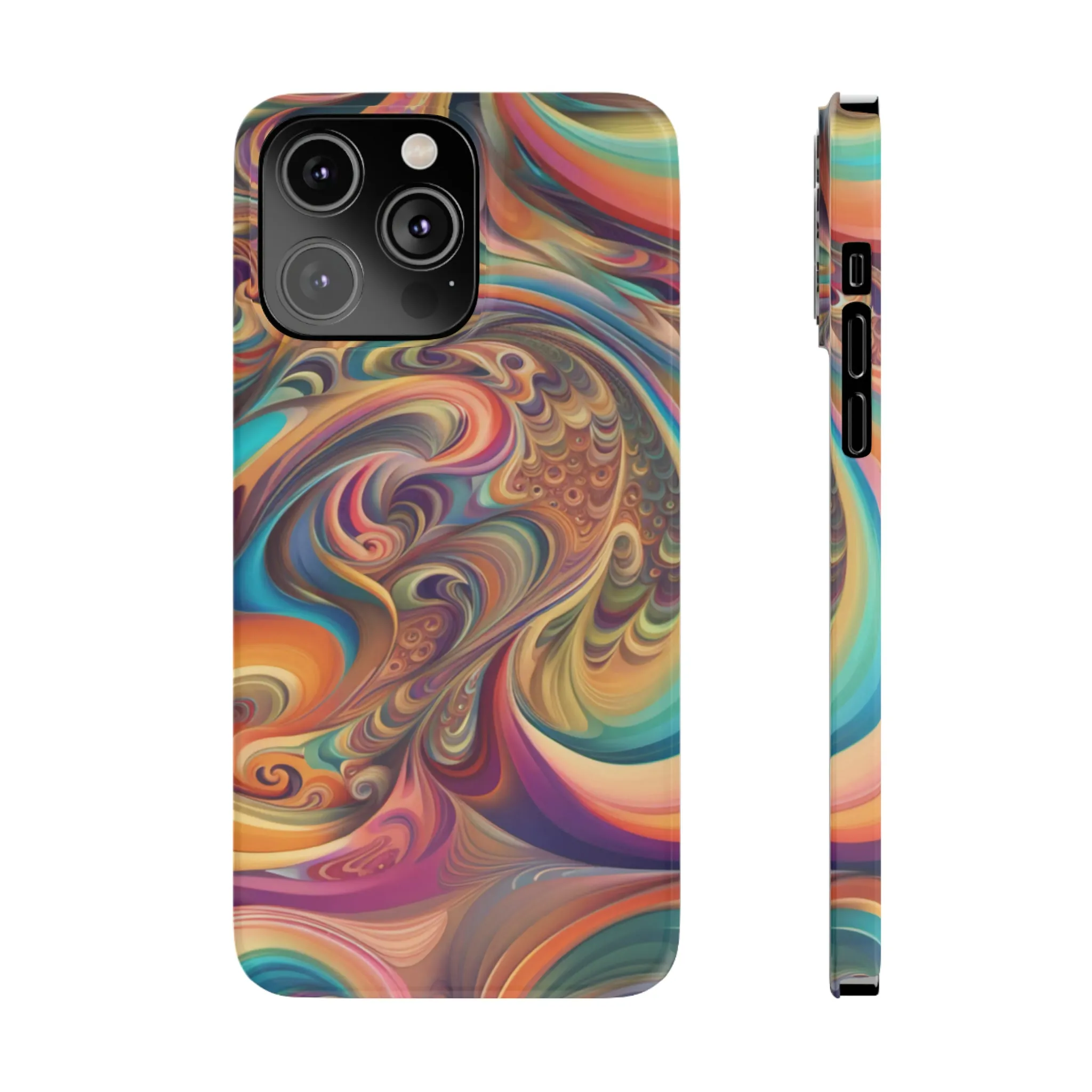 Retro 70's Design Sleek Elegance Wireless-Charging Compatible Phone Case Slim Phone Case compatible with over 20 iphone models