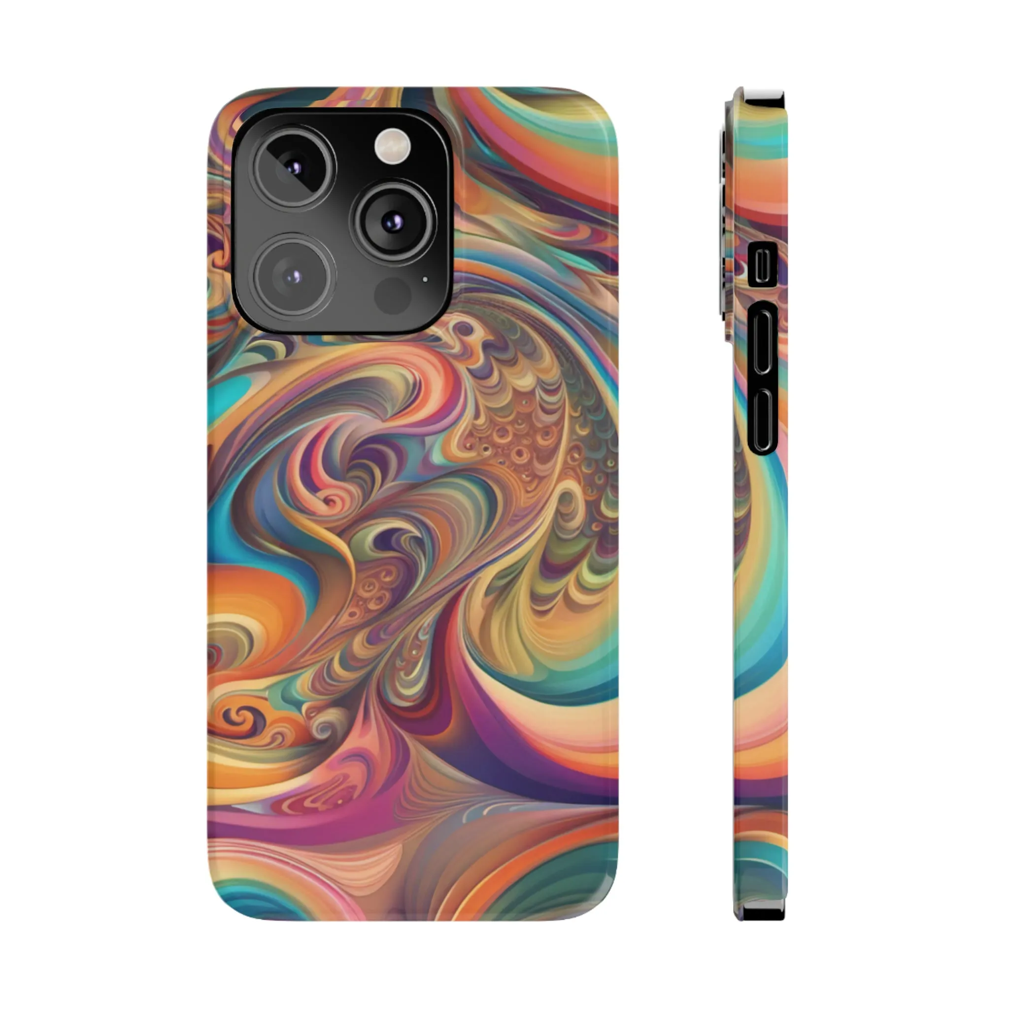 Retro 70's Design Sleek Elegance Wireless-Charging Compatible Phone Case Slim Phone Case compatible with over 20 iphone models