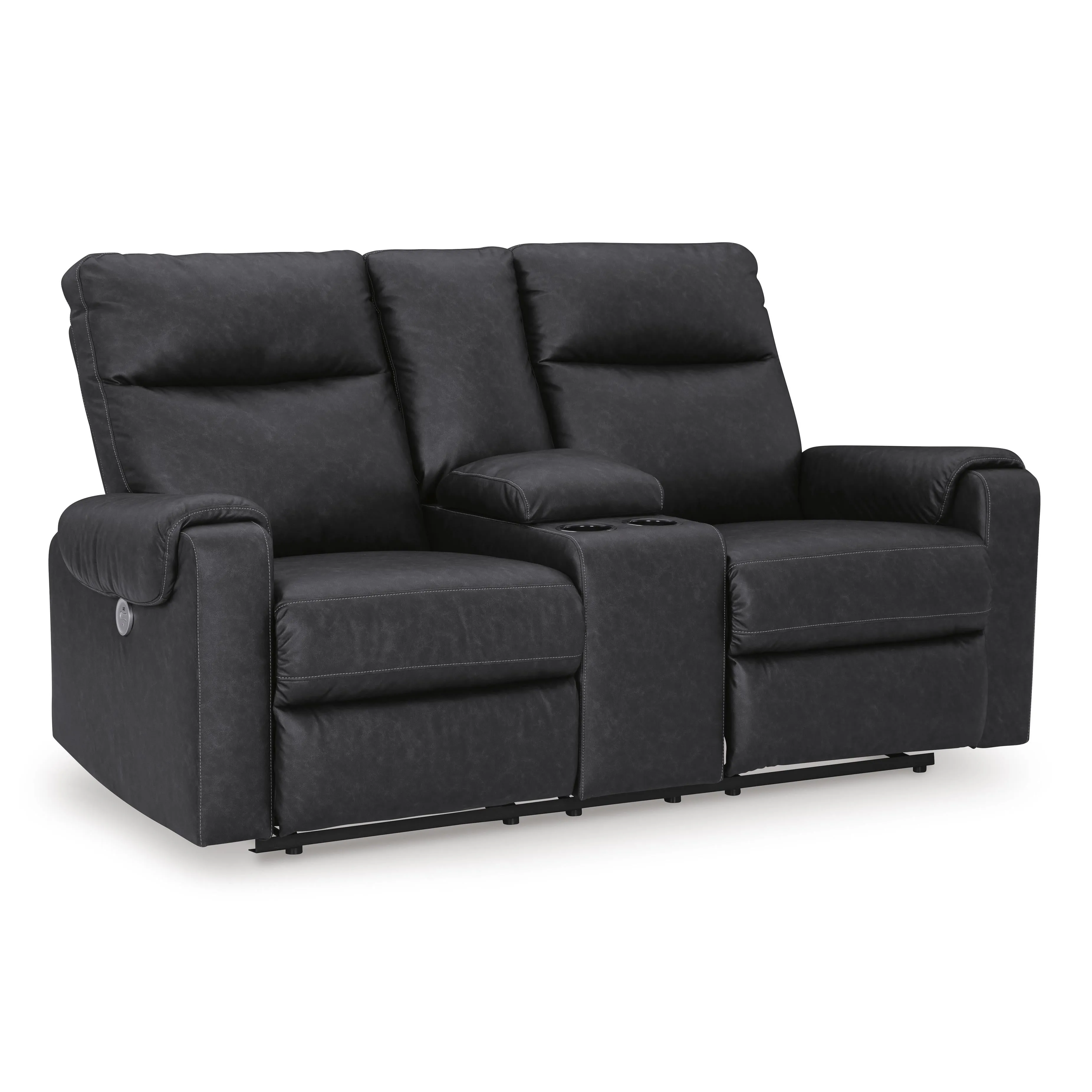 Signature Design by Ashley Axtellton Power Reclining Leather Look Loveseat with Console 3410596