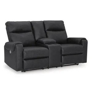 Signature Design by Ashley Axtellton Power Reclining Leather Look Loveseat with Console 3410596C