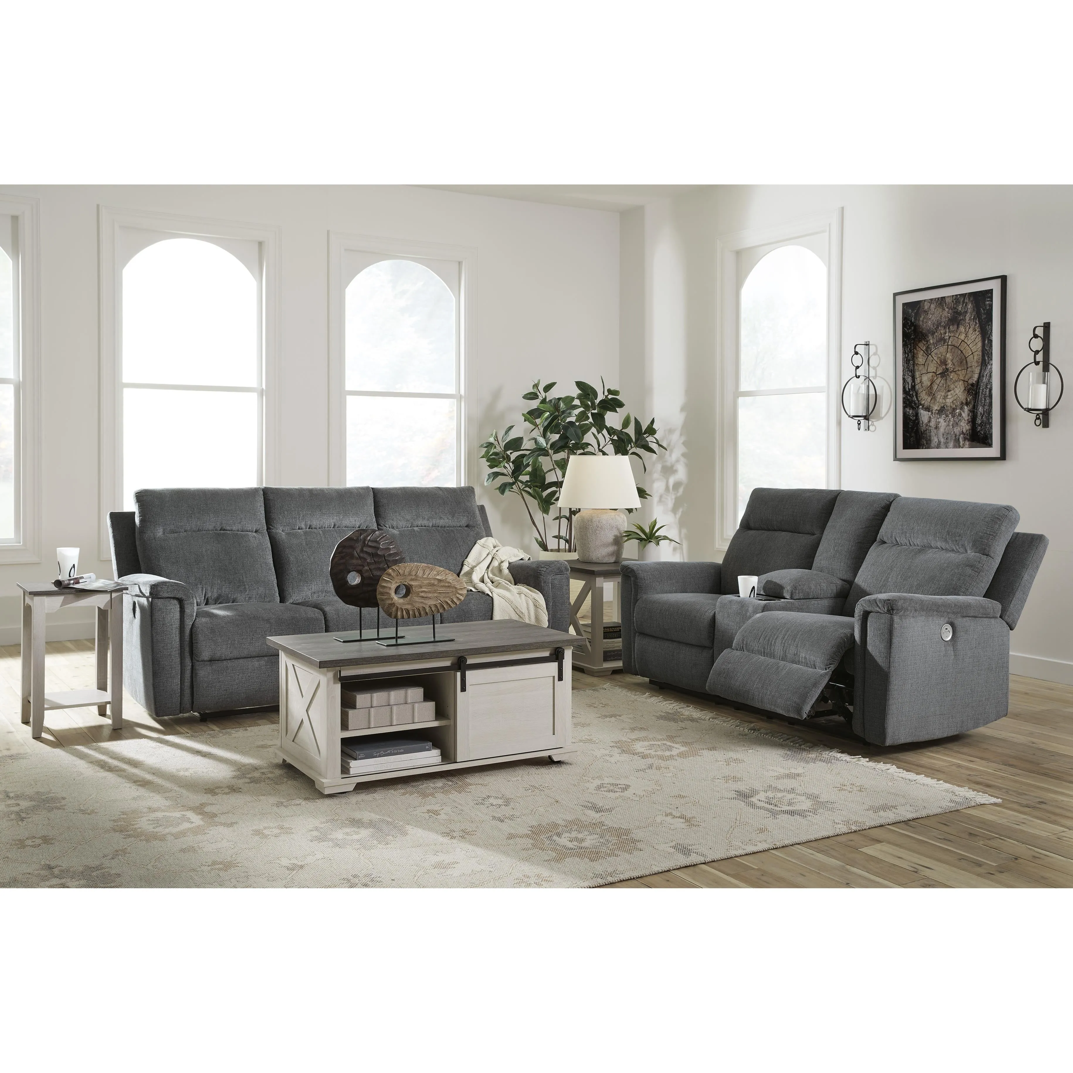 Signature Design by Ashley Barnsana Power Reclining Fabric Loveseat with Console 3320296