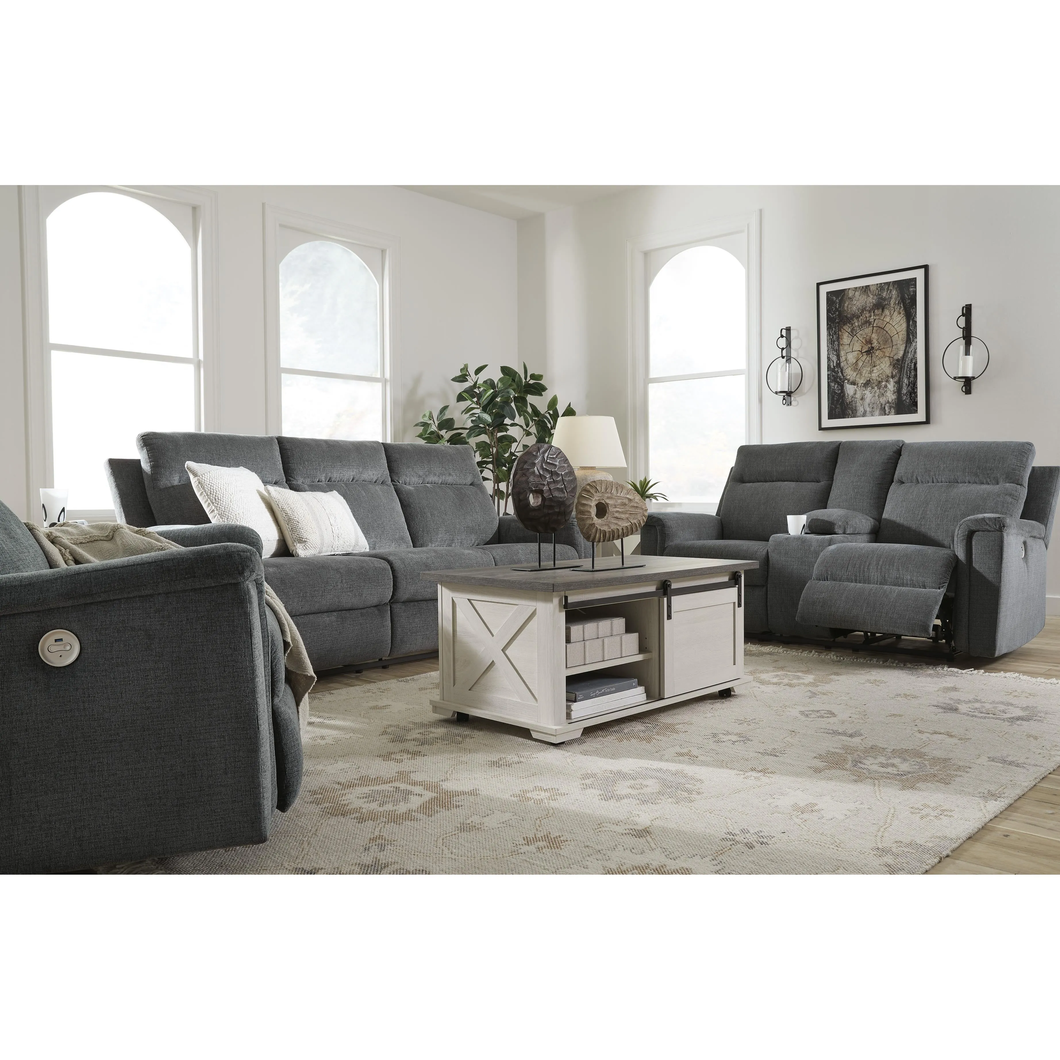 Signature Design by Ashley Barnsana Power Reclining Fabric Loveseat with Console 3320296