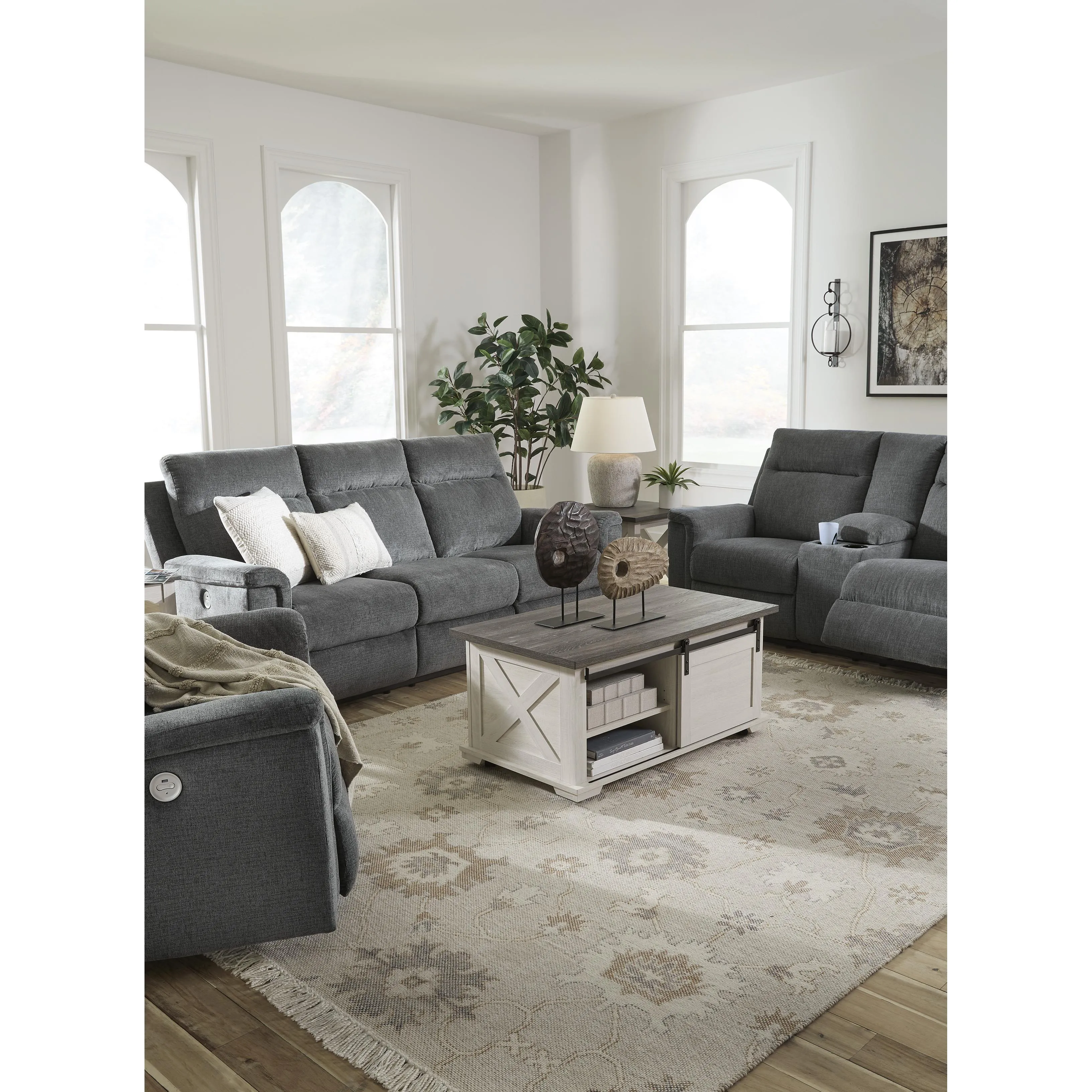 Signature Design by Ashley Barnsana Power Reclining Fabric Loveseat with Console 3320296