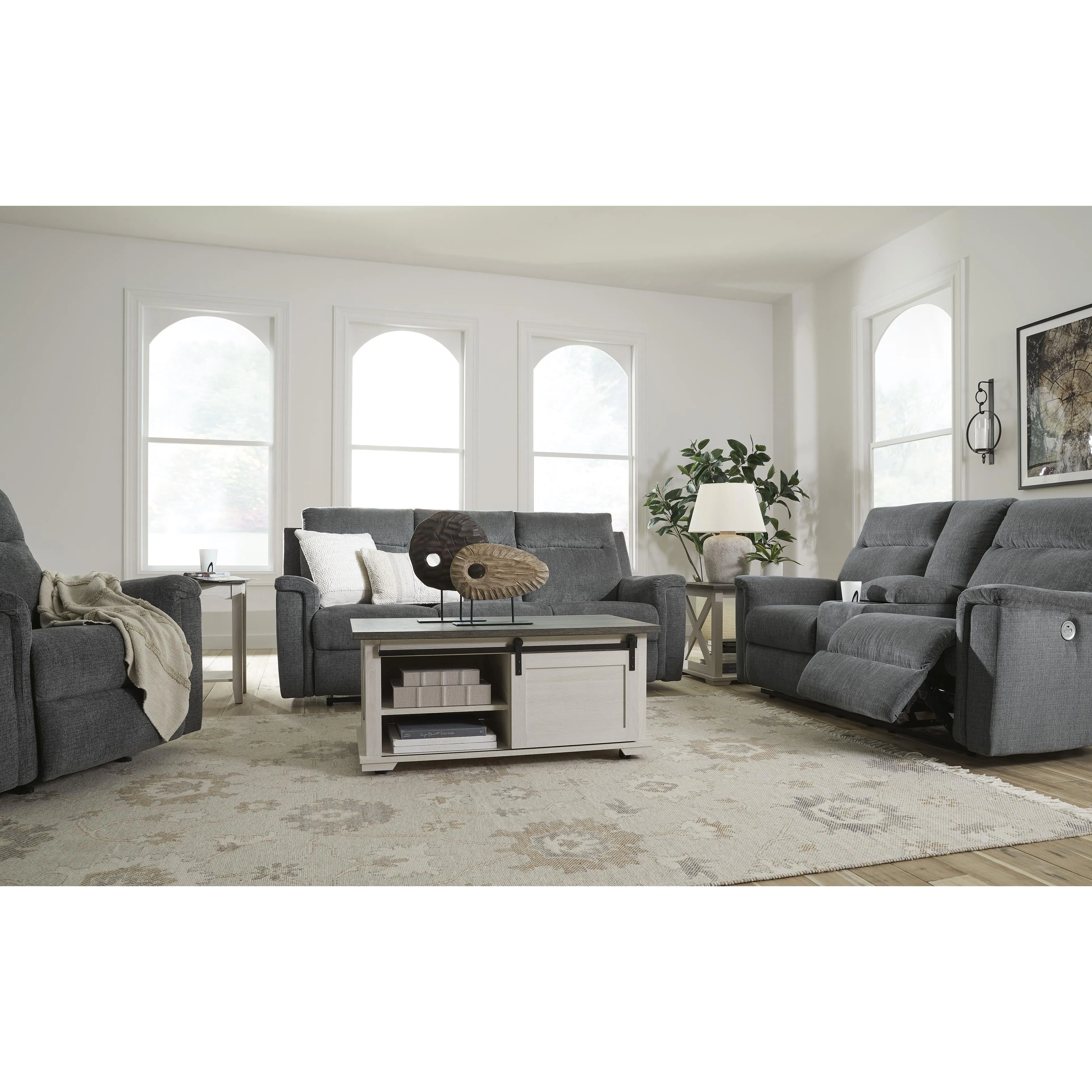 Signature Design by Ashley Barnsana Power Reclining Fabric Loveseat with Console 3320296