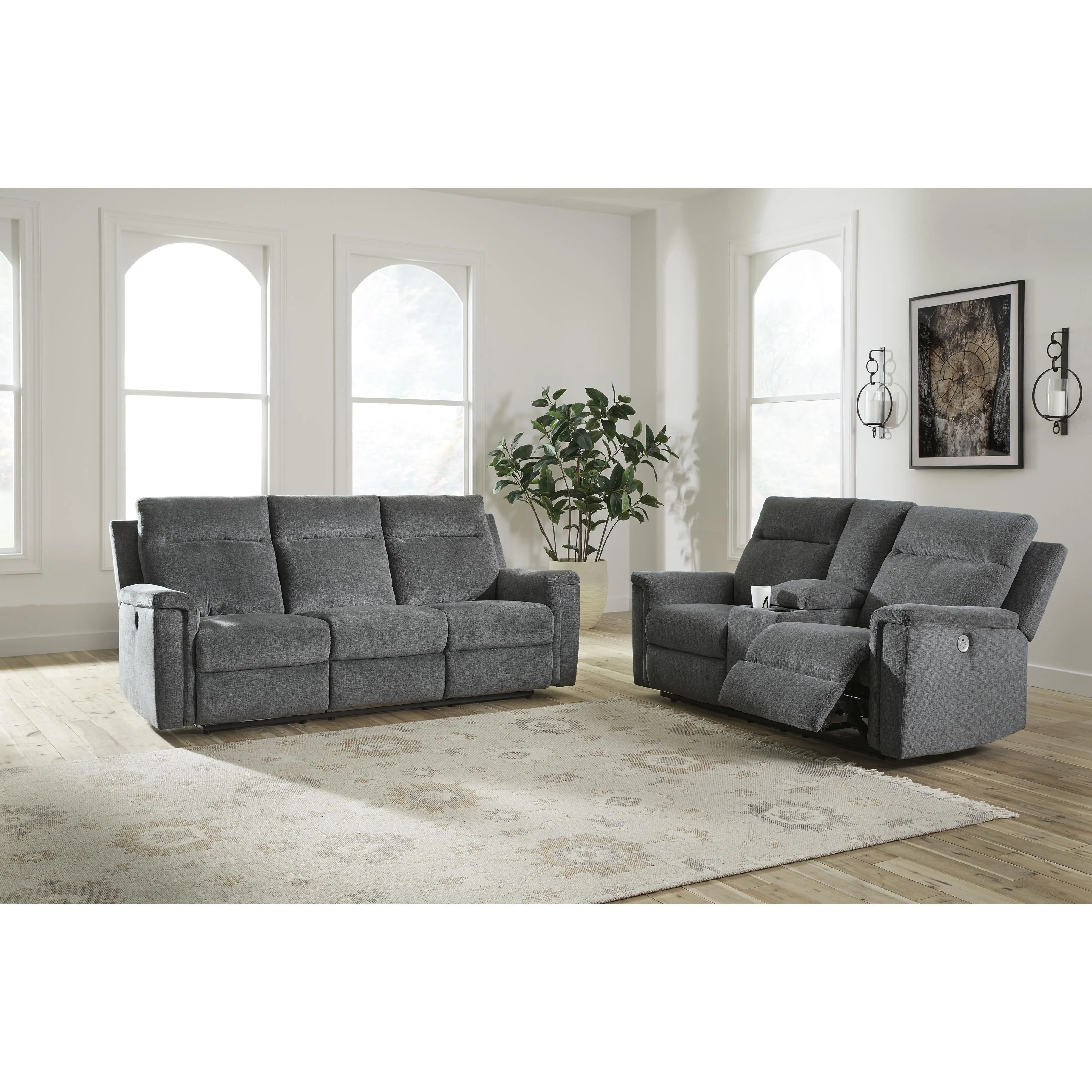 Signature Design by Ashley Barnsana Power Reclining Fabric Loveseat with Console 3320296