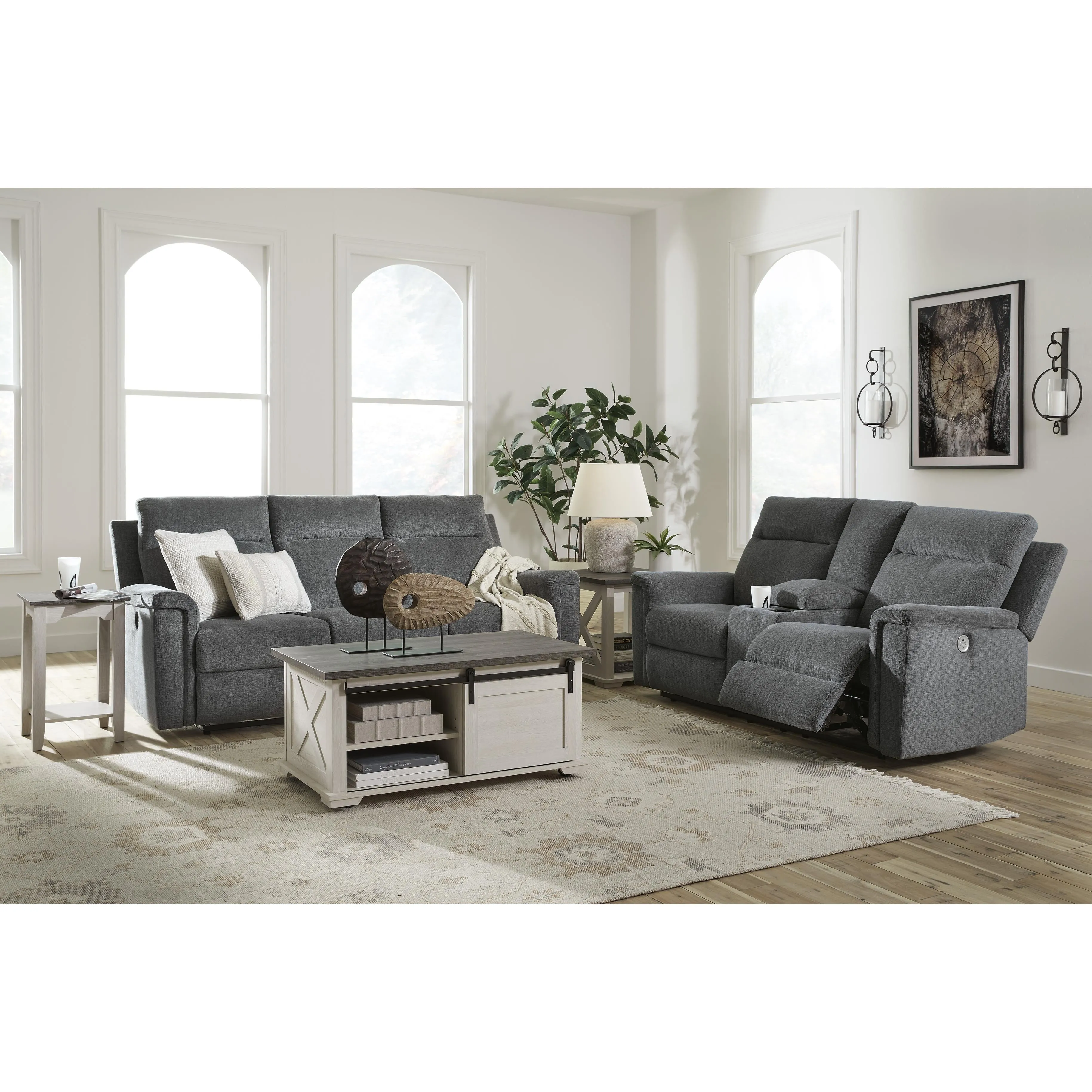 Signature Design by Ashley Barnsana Power Reclining Fabric Loveseat with Console 3320296