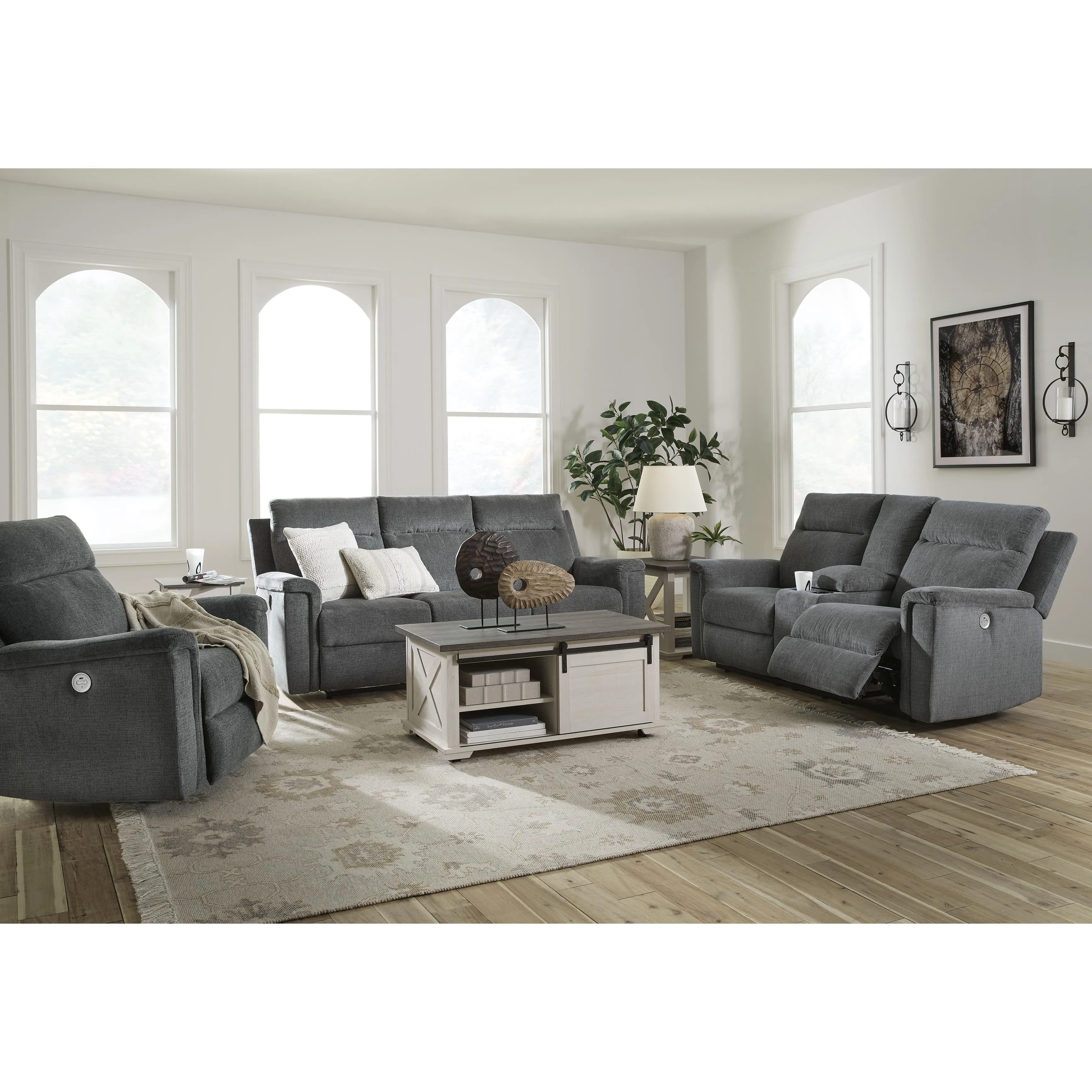 Signature Design by Ashley Barnsana Power Reclining Fabric Loveseat with Console 3320296