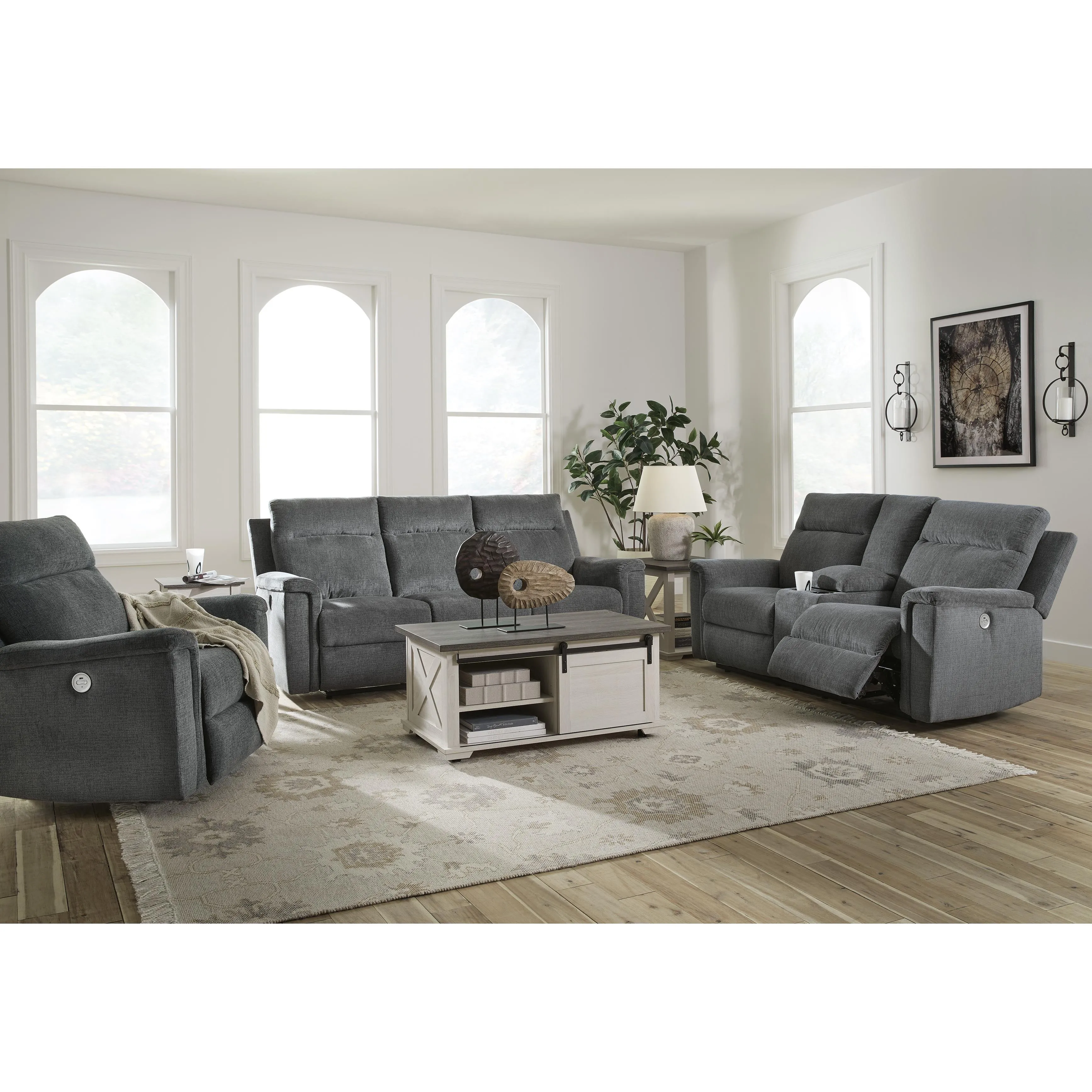 Signature Design by Ashley Barnsana Power Reclining Fabric Loveseat with Console 3320296