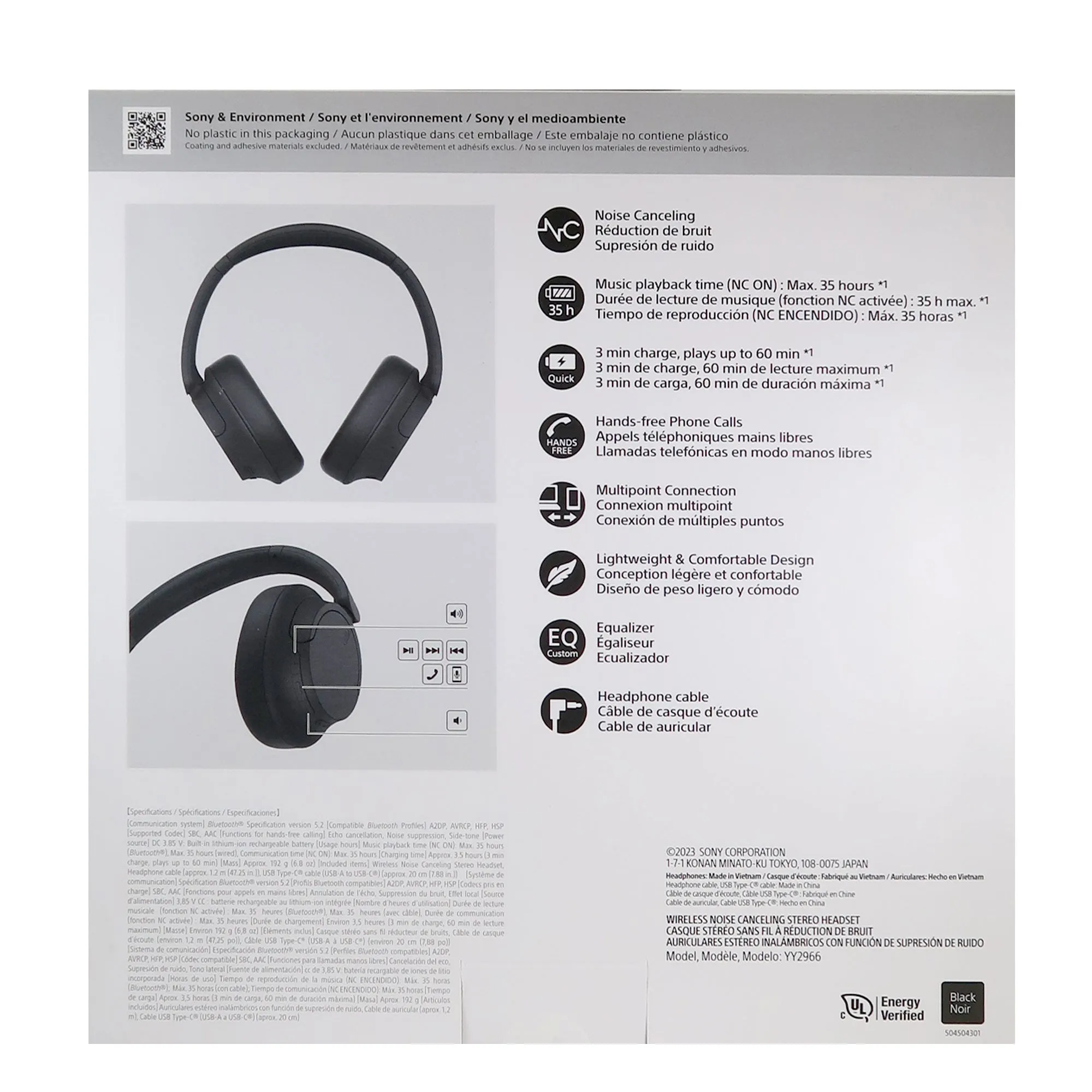 Sony Wireless Over-Ear Noise-Canceling Headphones WH-CH720N (Black)