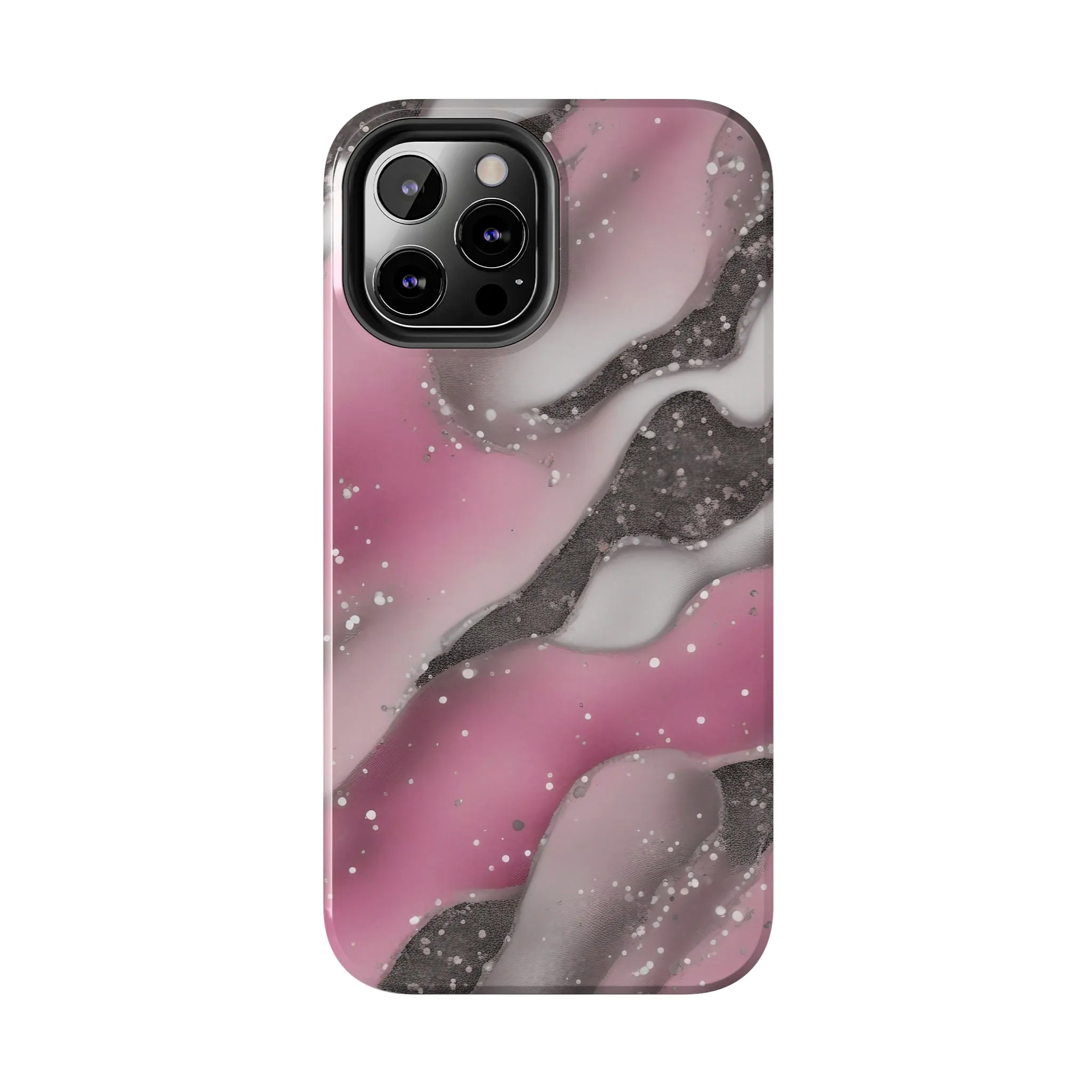 Waves of Pink and Black Pattern print design Tough Phone Case compatible with a large variety of phone models, Phone Case