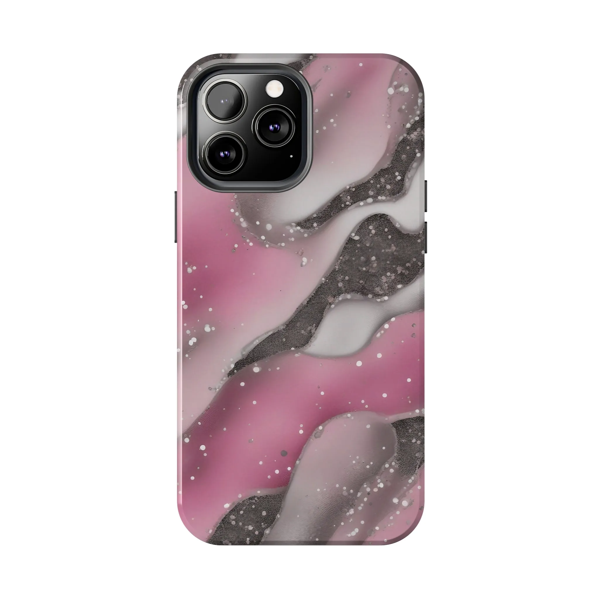 Waves of Pink and Black Pattern print design Tough Phone Case compatible with a large variety of phone models, Phone Case