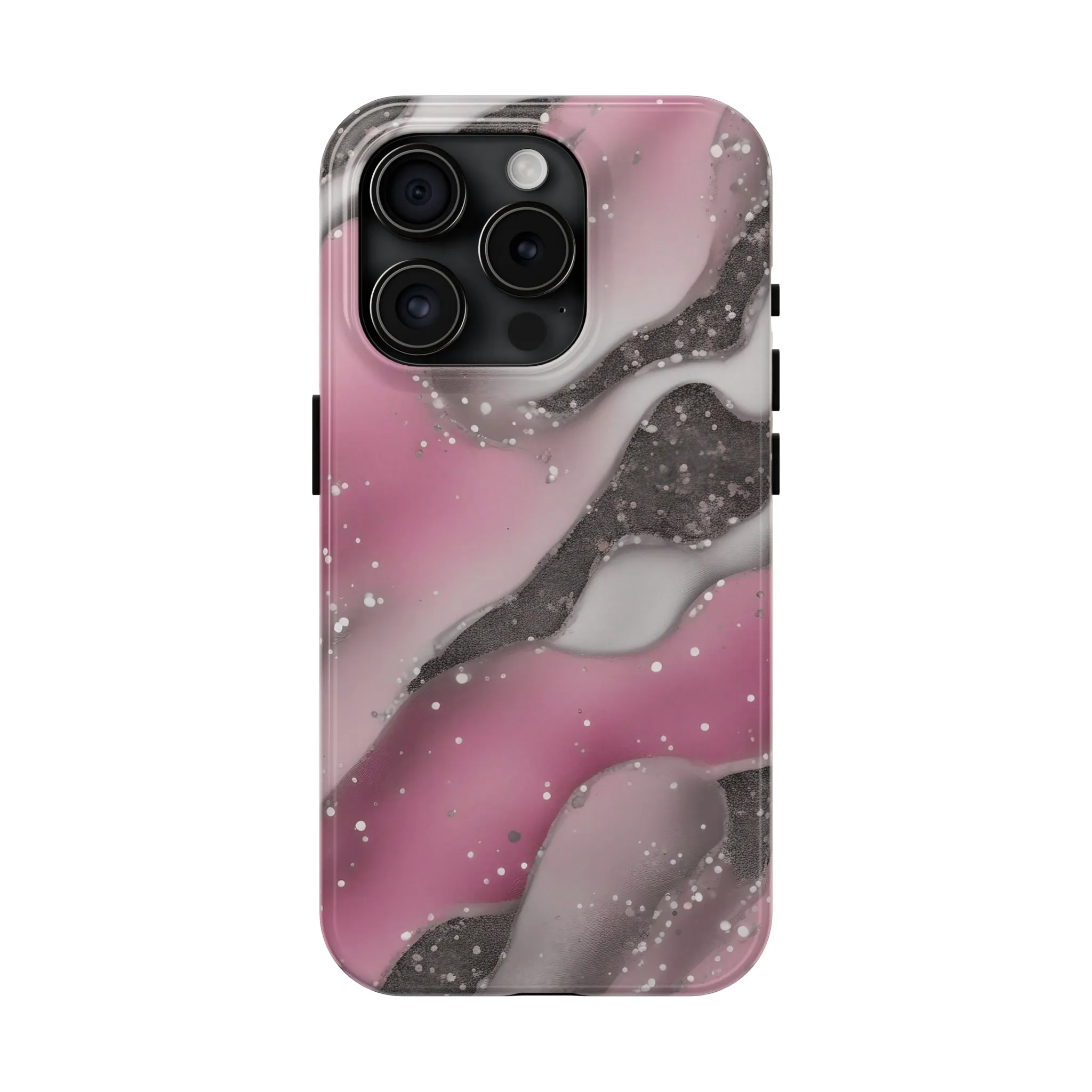 Waves of Pink and Black Pattern print design Tough Phone Case compatible with a large variety of phone models, Phone Case