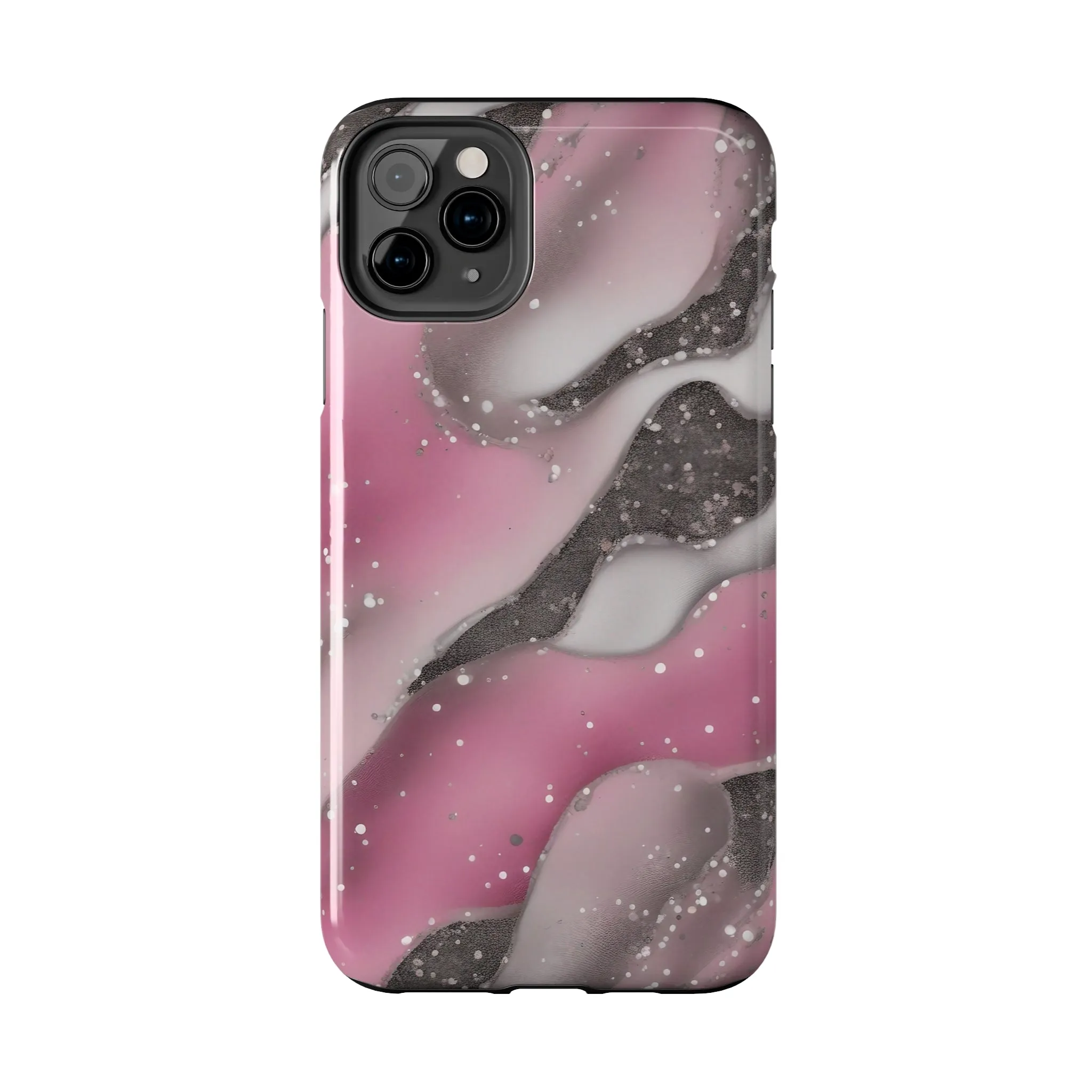 Waves of Pink and Black Pattern print design Tough Phone Case compatible with a large variety of phone models, Phone Case