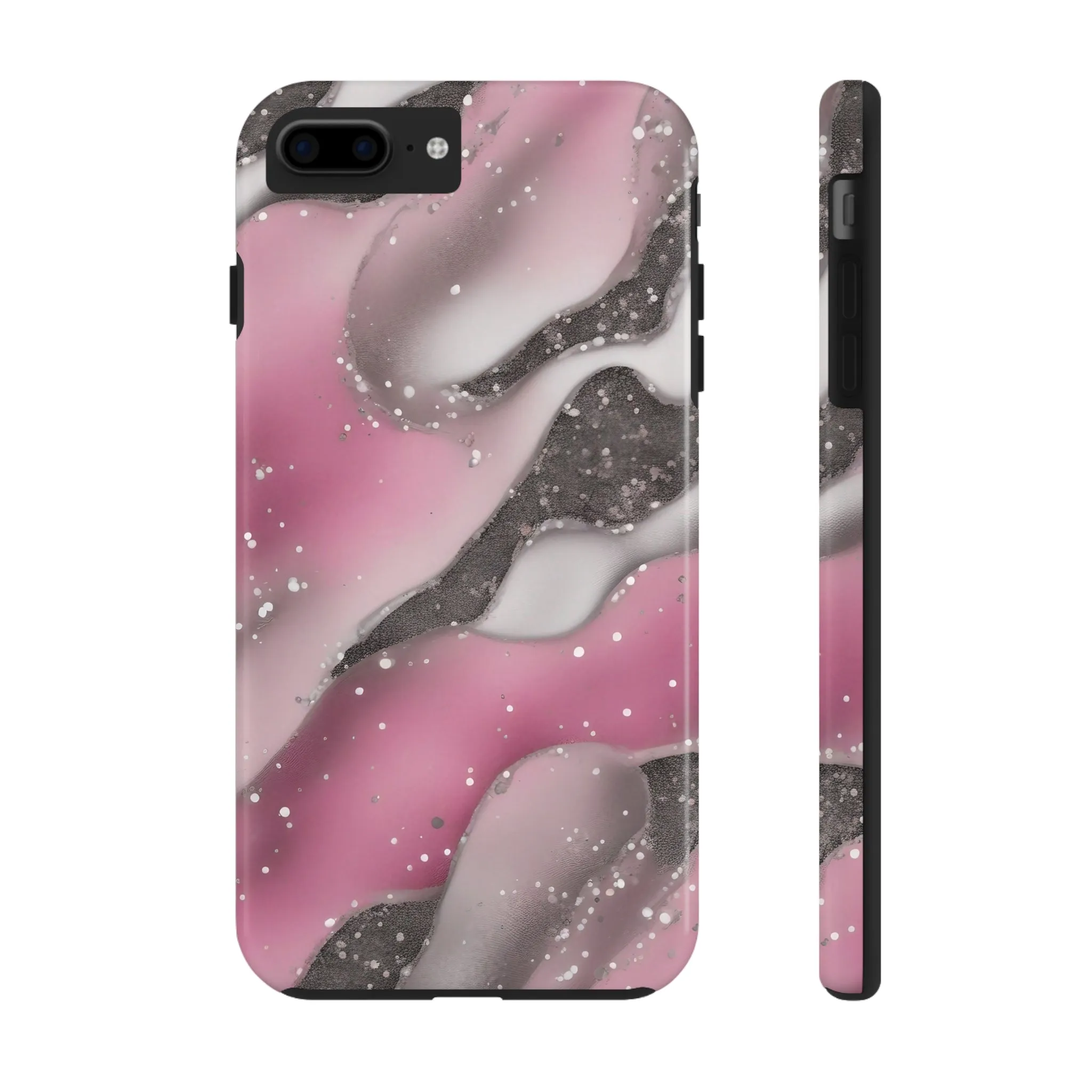 Waves of Pink and Black Pattern print design Tough Phone Case compatible with a large variety of phone models, Phone Case