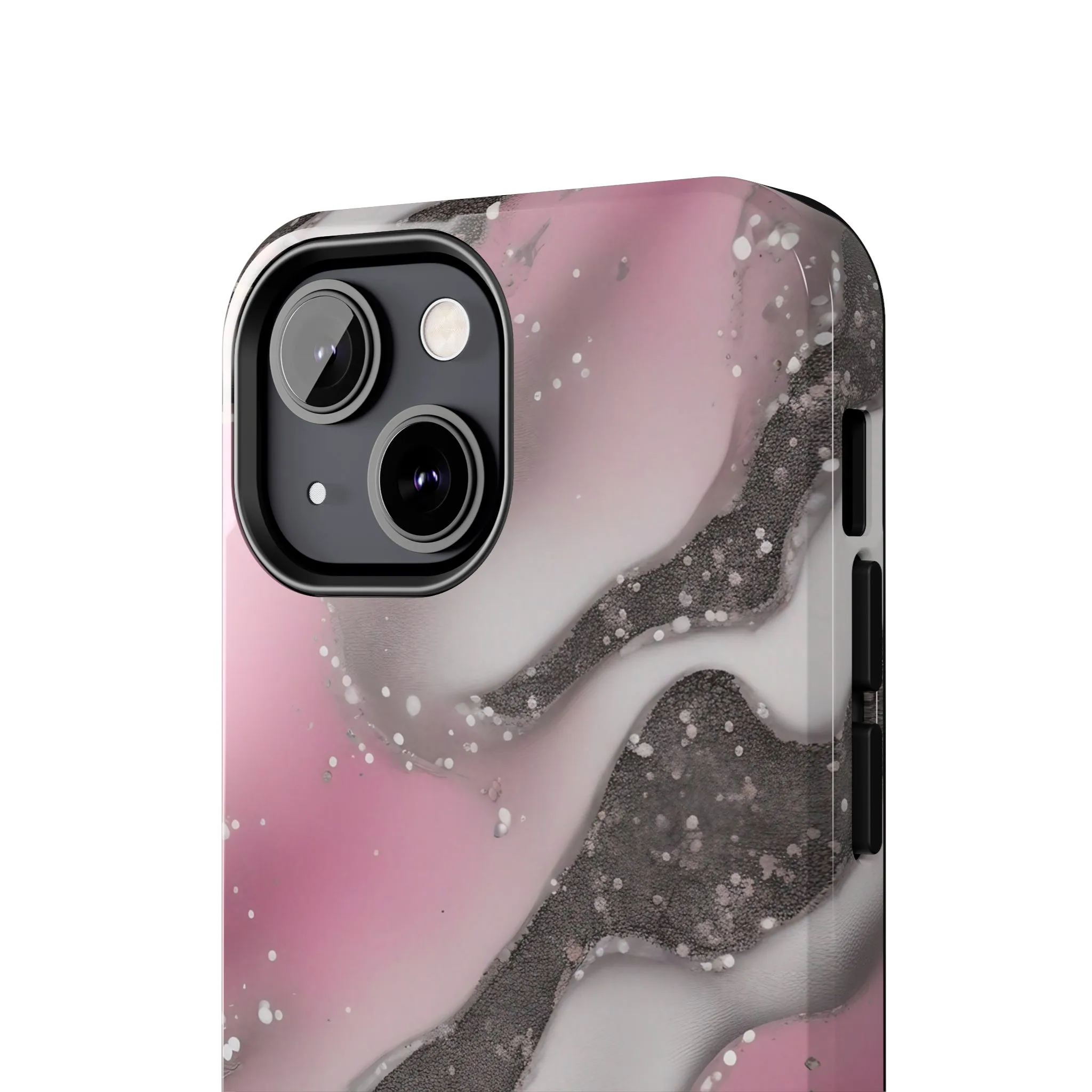 Waves of Pink and Black Pattern print design Tough Phone Case compatible with a large variety of phone models, Phone Case