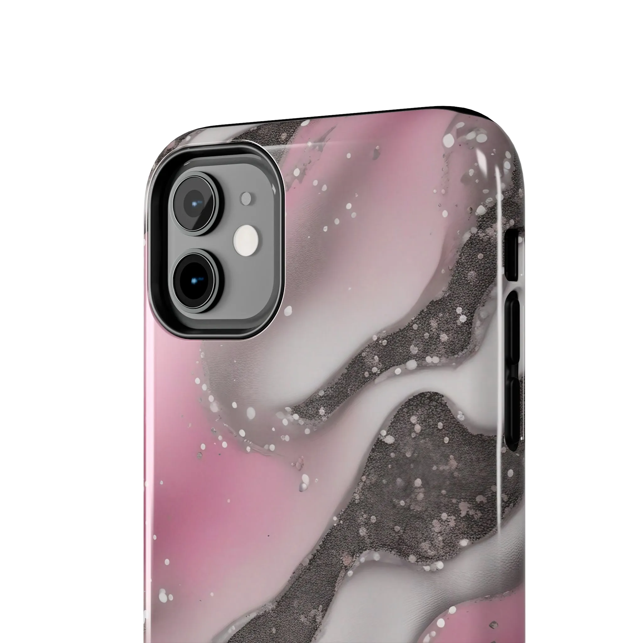 Waves of Pink and Black Pattern print design Tough Phone Case compatible with a large variety of phone models, Phone Case