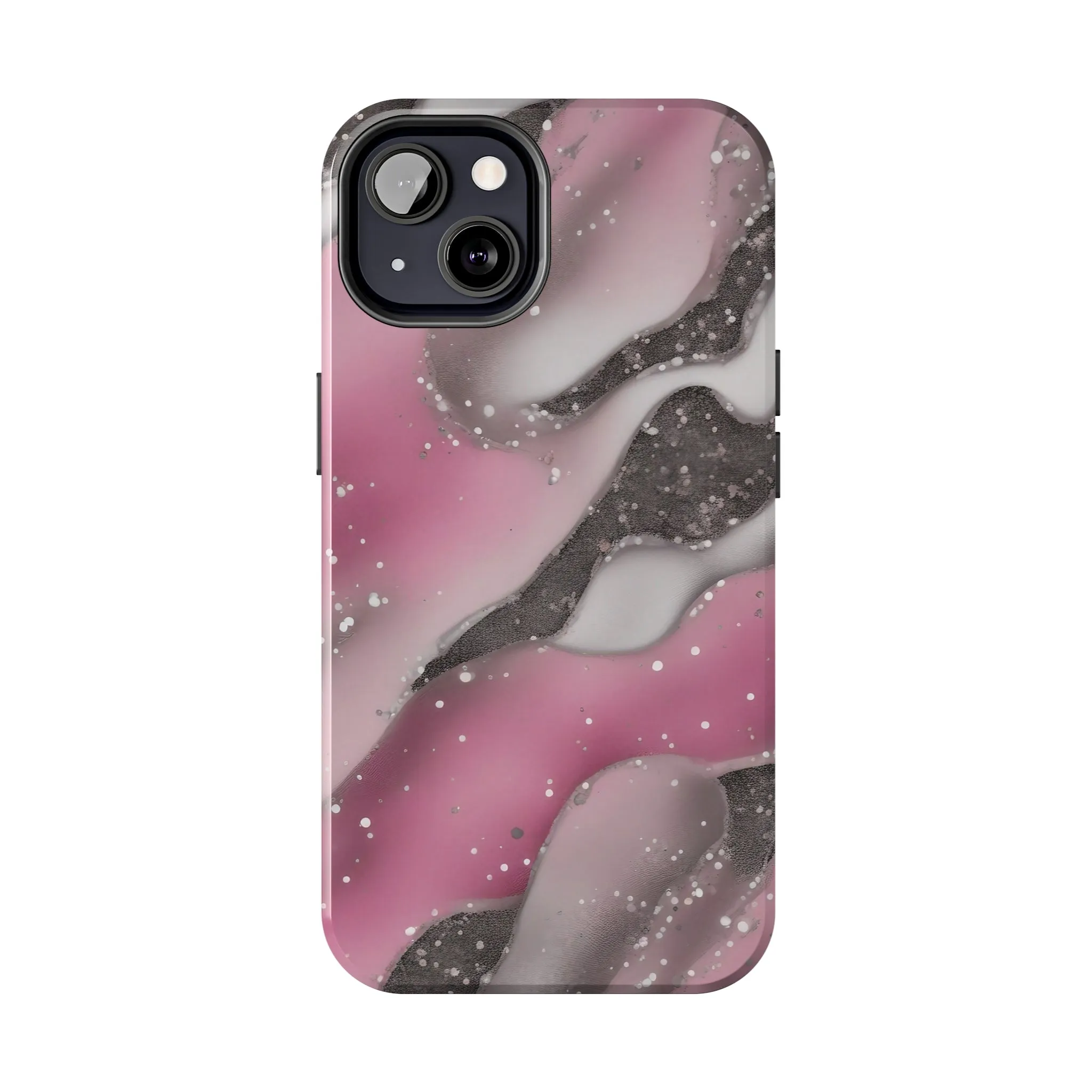 Waves of Pink and Black Pattern print design Tough Phone Case compatible with a large variety of phone models, Phone Case