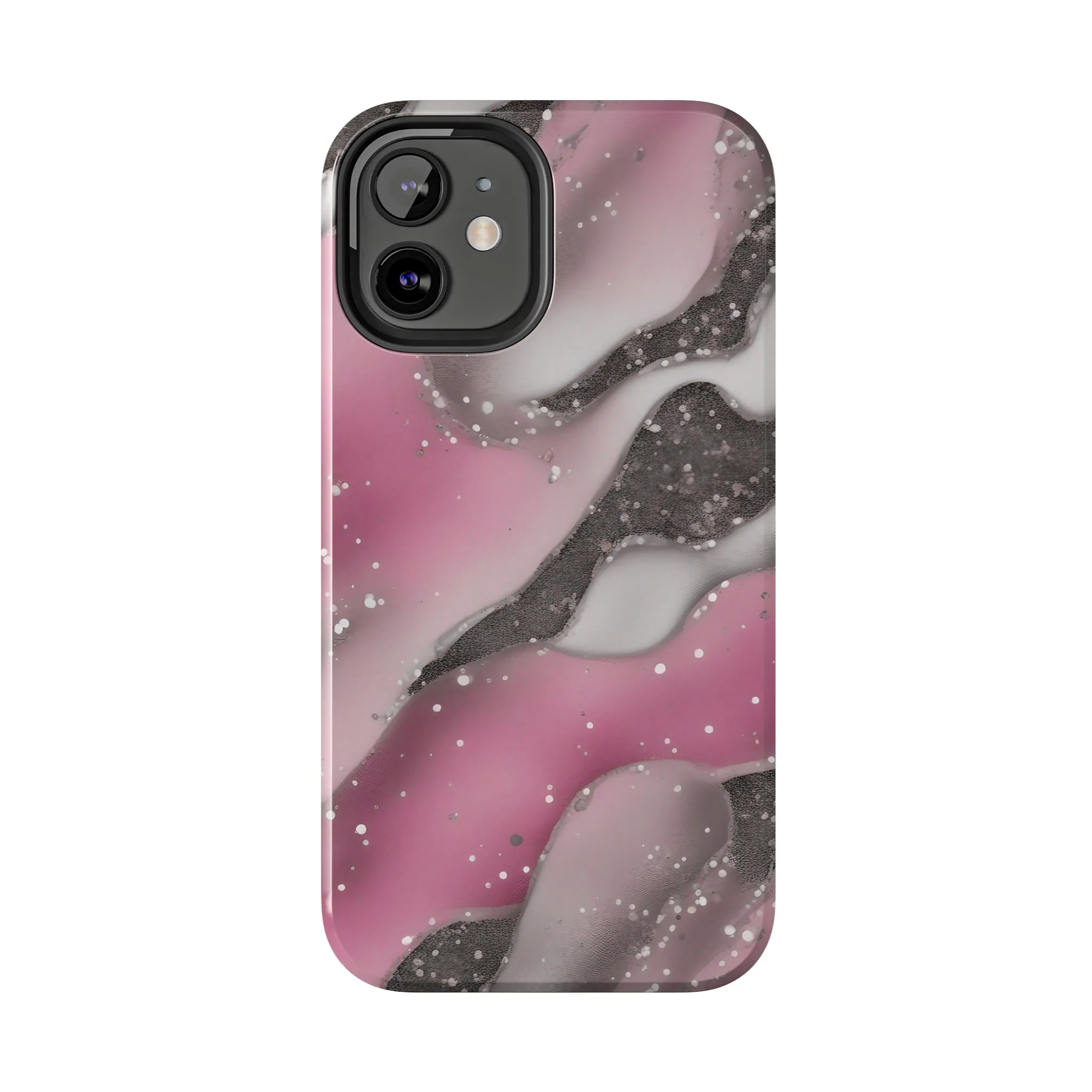 Waves of Pink and Black Pattern print design Tough Phone Case compatible with a large variety of phone models, Phone Case