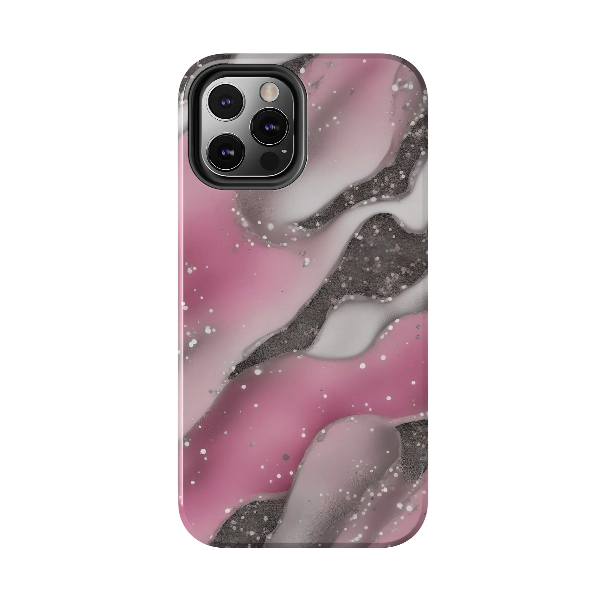 Waves of Pink and Black Pattern print design Tough Phone Case compatible with a large variety of phone models, Phone Case