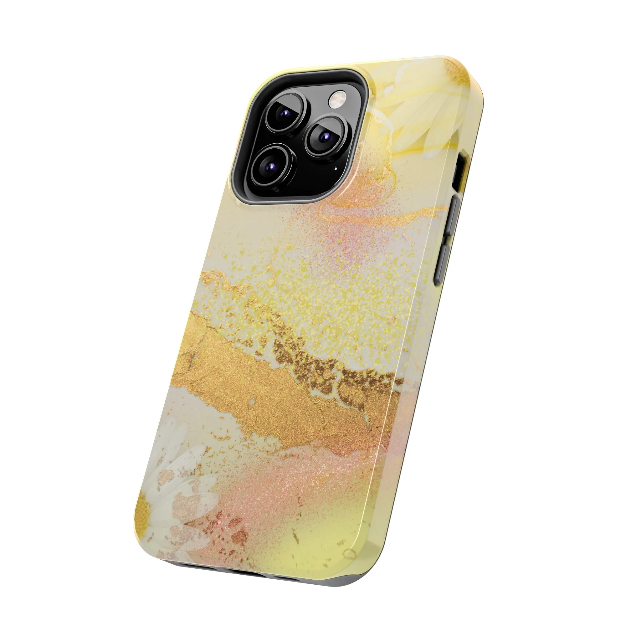 Yellow and Rose Gold Marble design Tough Phone Case compatible with a large variety of iPhone models, Gift, Phone