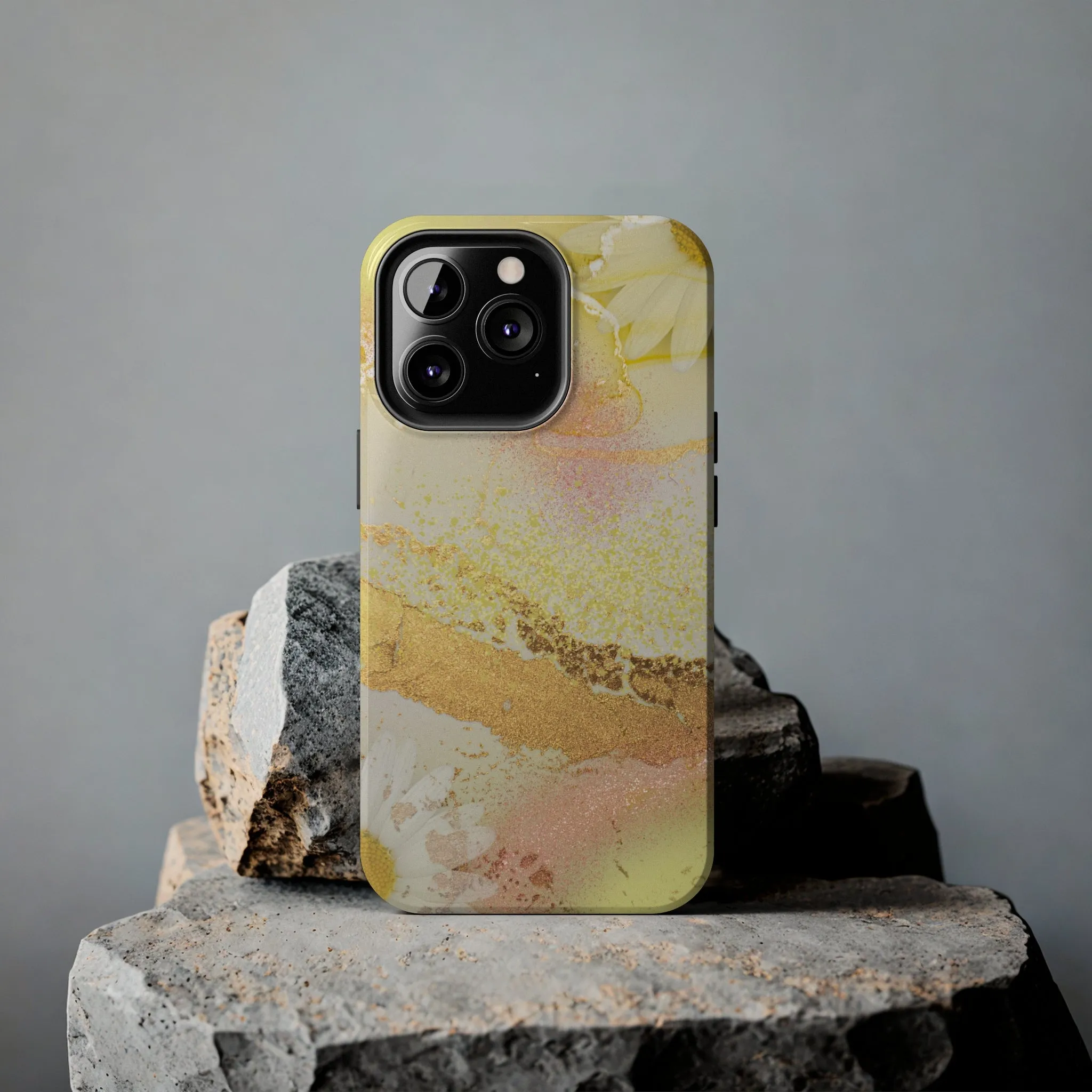 Yellow and Rose Gold Marble design Tough Phone Case compatible with a large variety of iPhone models, Gift, Phone