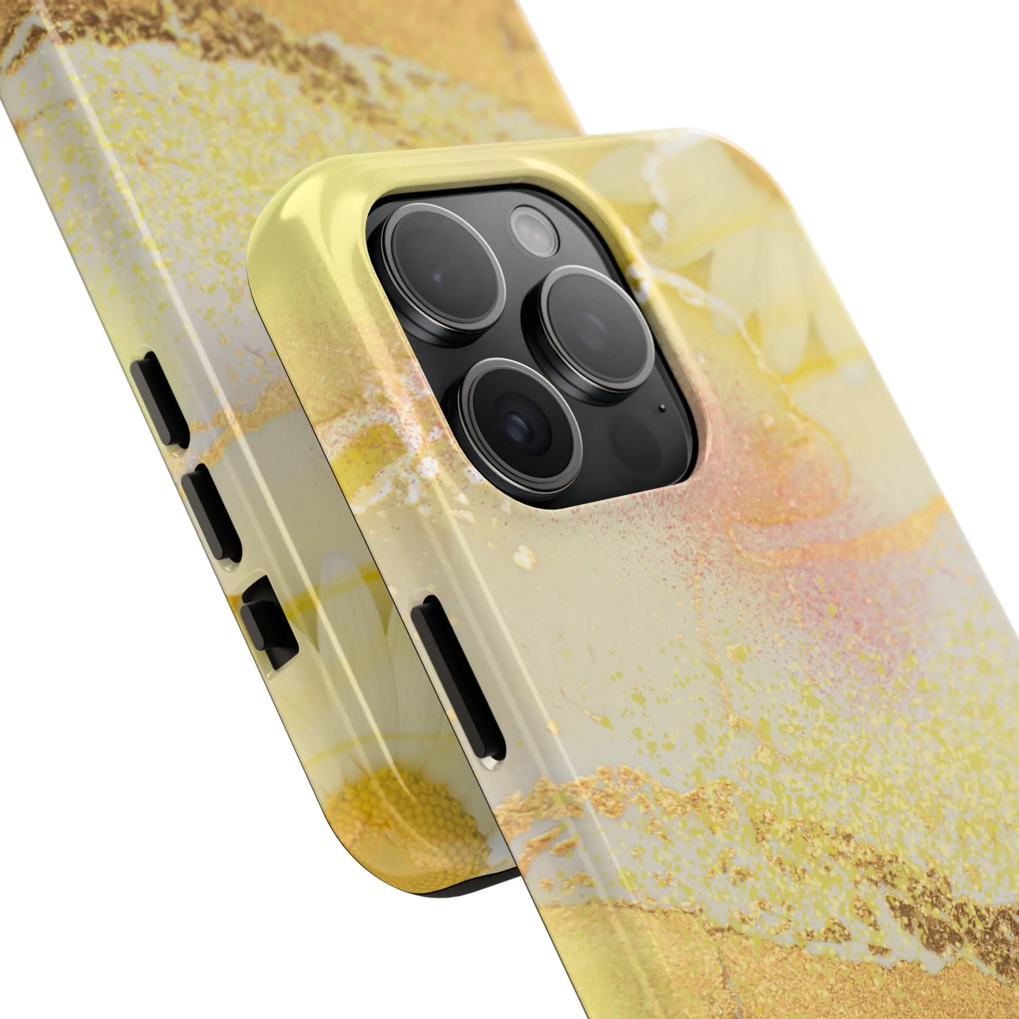 Yellow and Rose Gold Marble design Tough Phone Case compatible with a large variety of iPhone models, Gift, Phone