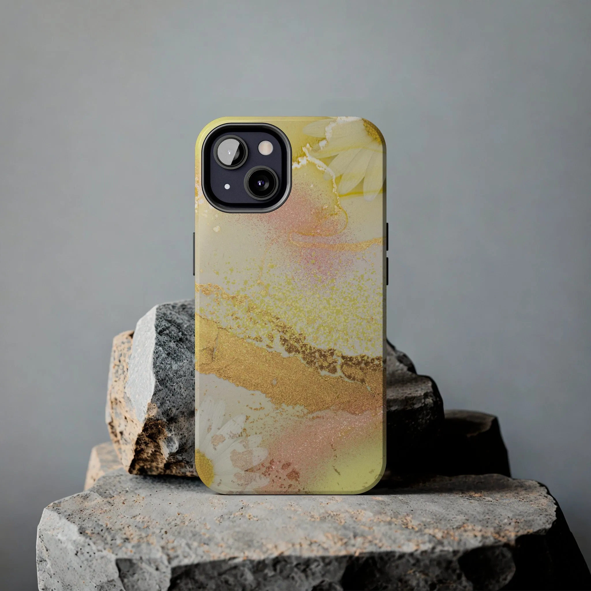 Yellow and Rose Gold Marble design Tough Phone Case compatible with a large variety of iPhone models, Gift, Phone