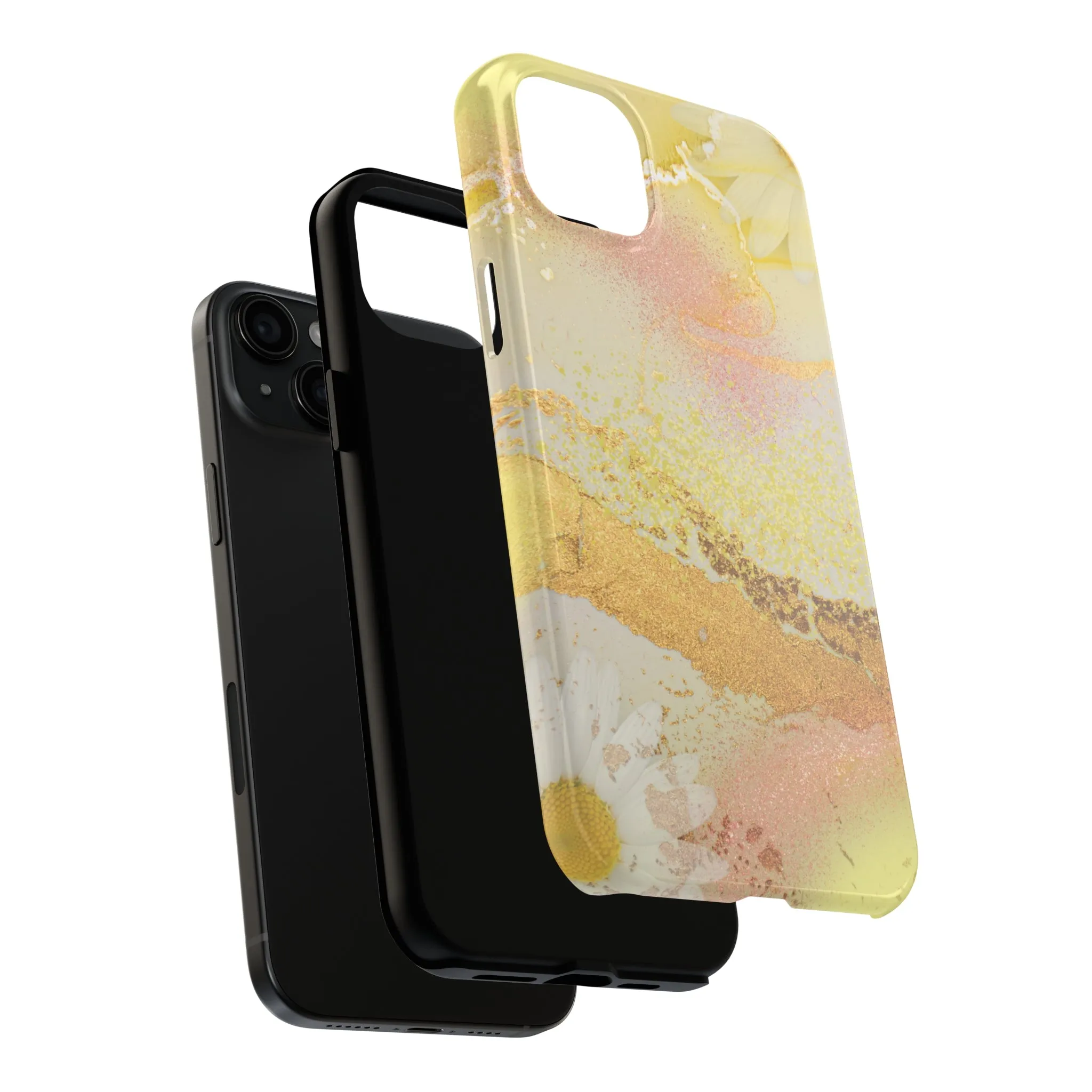 Yellow and Rose Gold Marble design Tough Phone Case compatible with a large variety of iPhone models, Gift, Phone