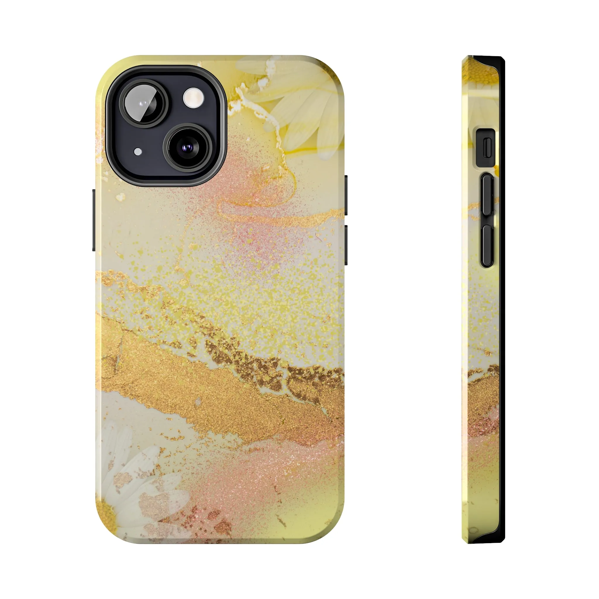 Yellow and Rose Gold Marble design Tough Phone Case compatible with a large variety of iPhone models, Gift, Phone