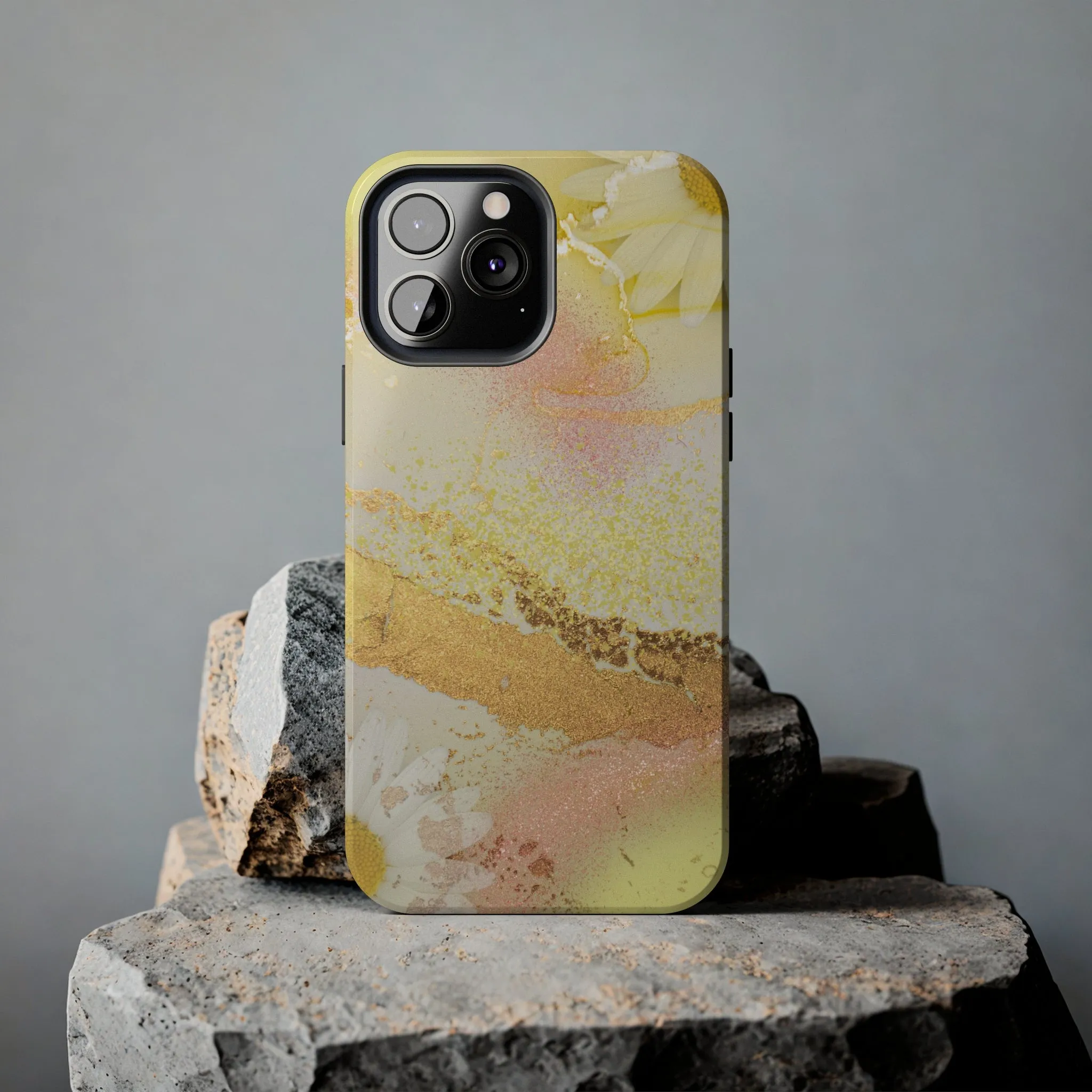 Yellow and Rose Gold Marble design Tough Phone Case compatible with a large variety of iPhone models, Gift, Phone