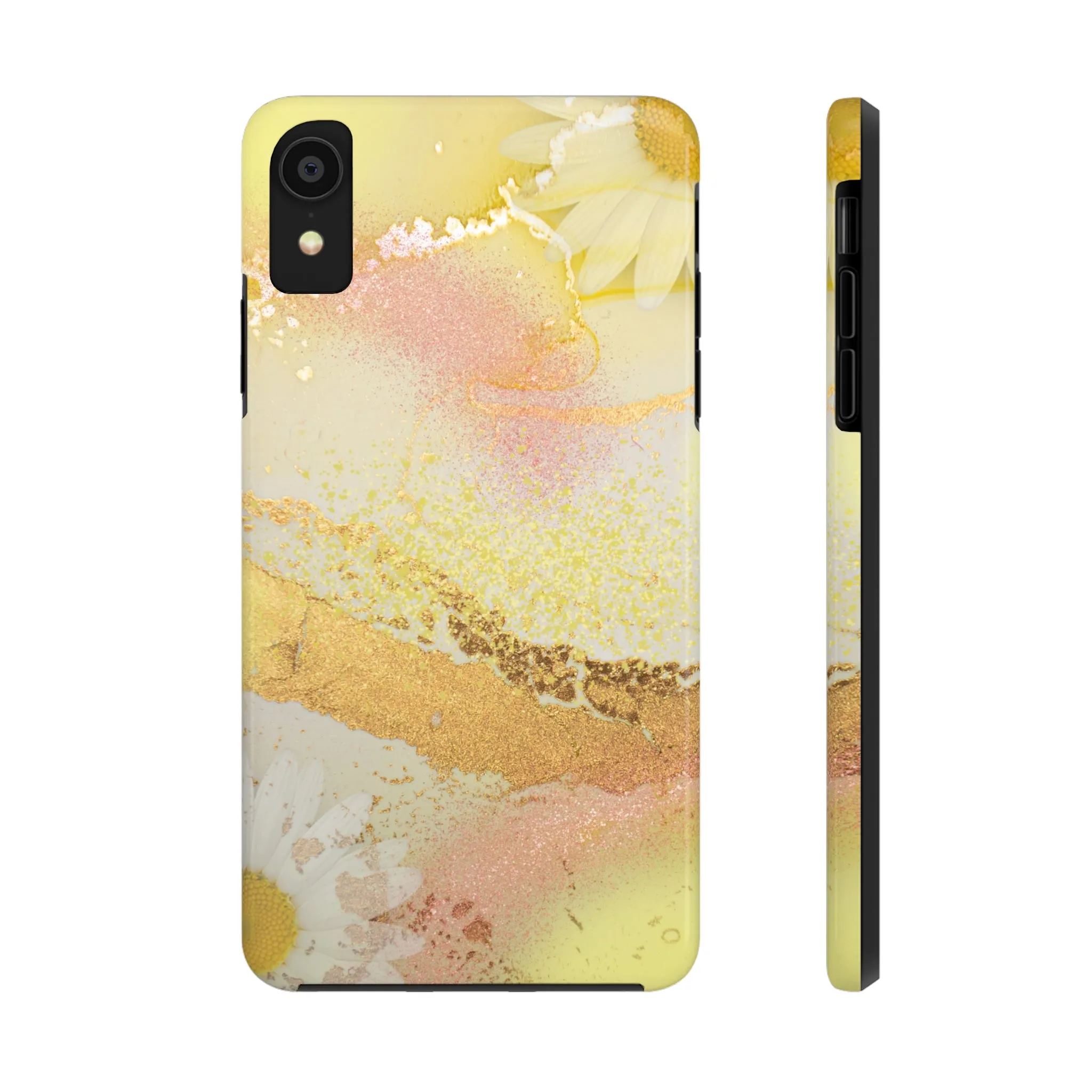 Yellow and Rose Gold Marble design Tough Phone Case compatible with a large variety of iPhone models, Gift, Phone