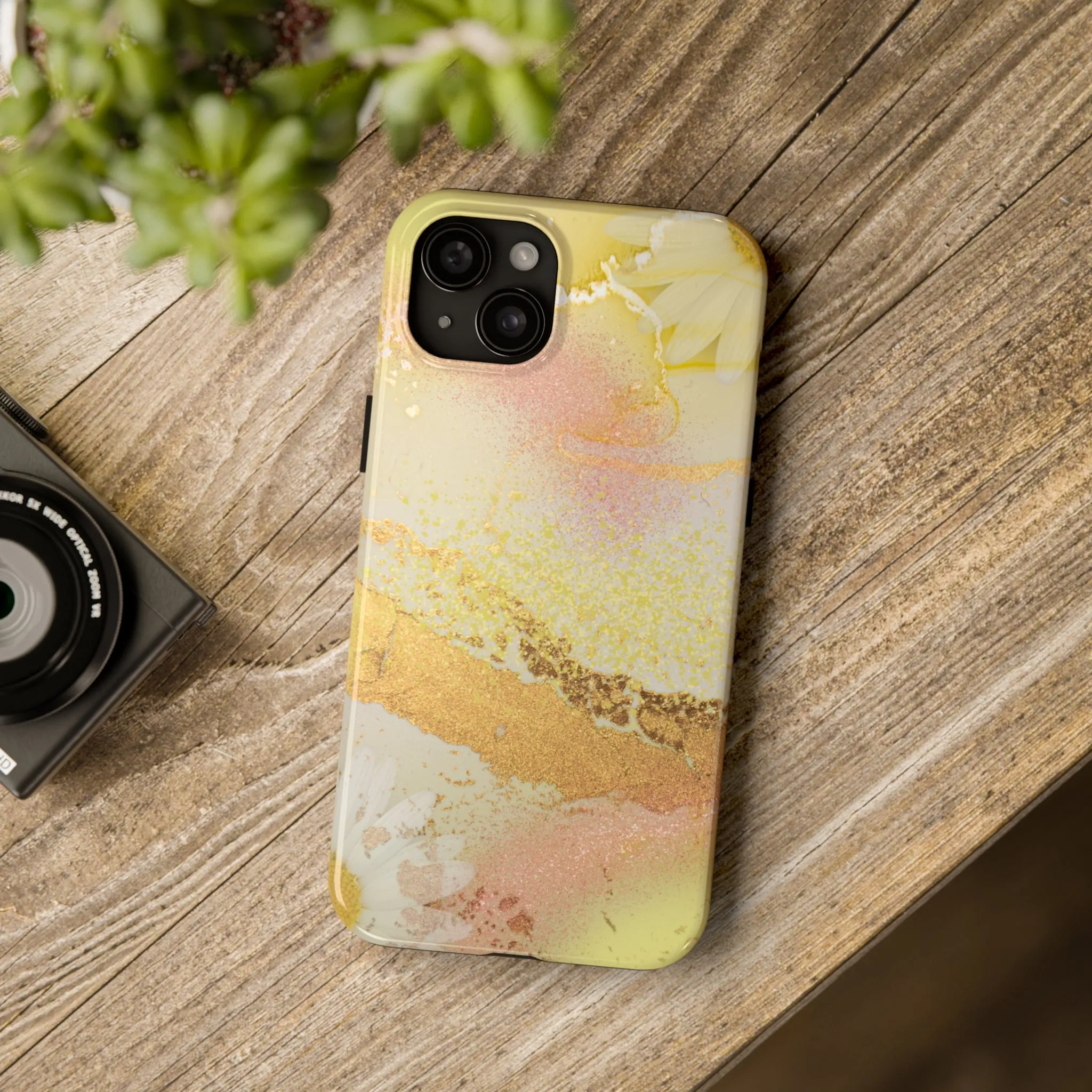 Yellow and Rose Gold Marble design Tough Phone Case compatible with a large variety of iPhone models, Gift, Phone