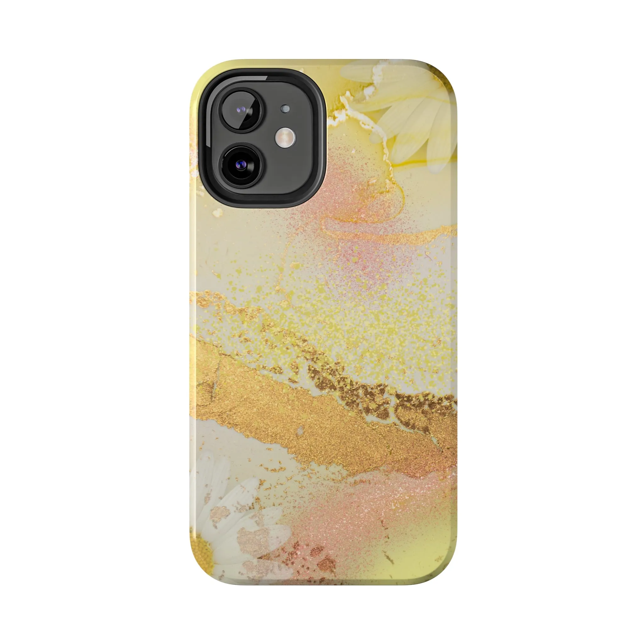 Yellow and Rose Gold Marble design Tough Phone Case compatible with a large variety of iPhone models, Gift, Phone