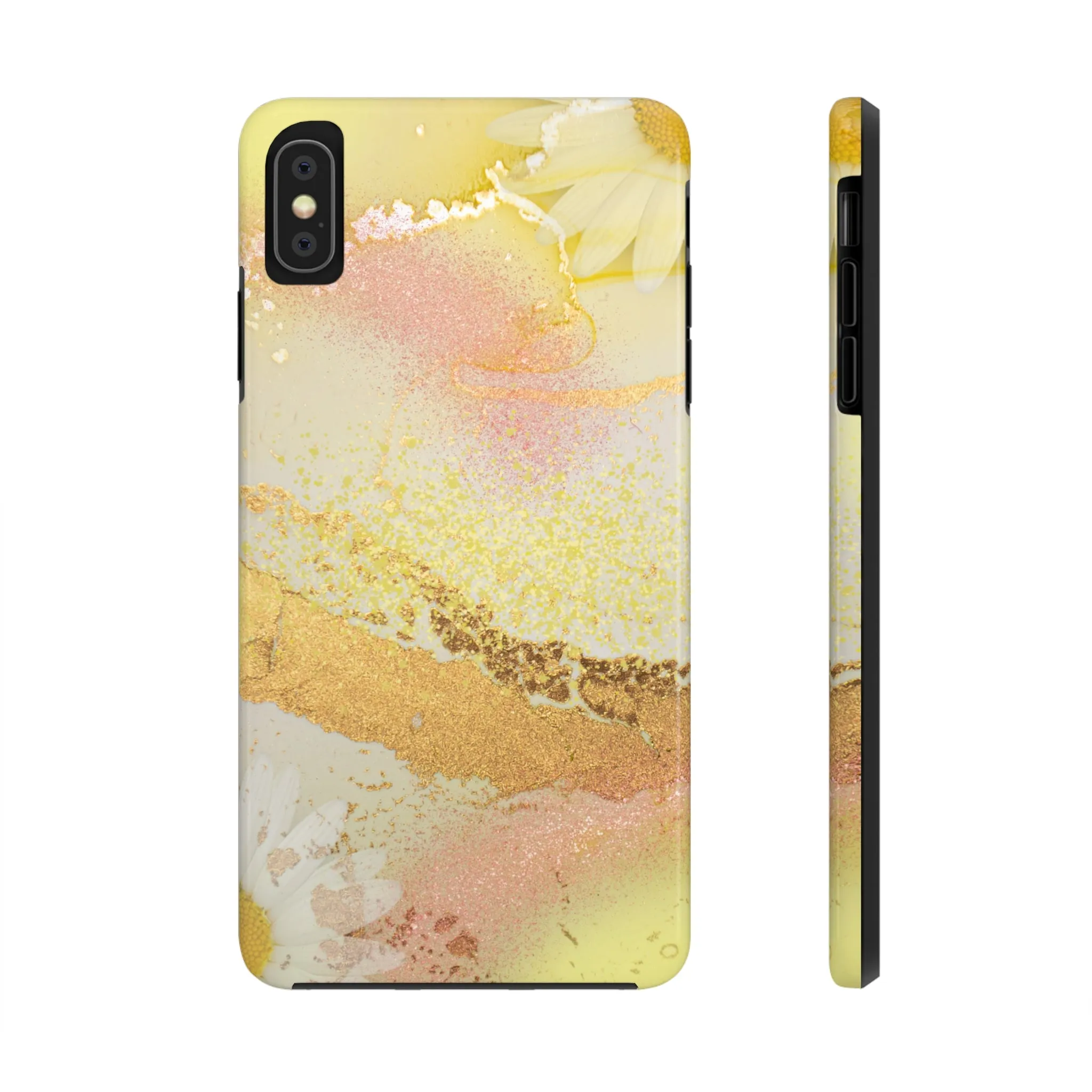 Yellow and Rose Gold Marble design Tough Phone Case compatible with a large variety of iPhone models, Gift, Phone