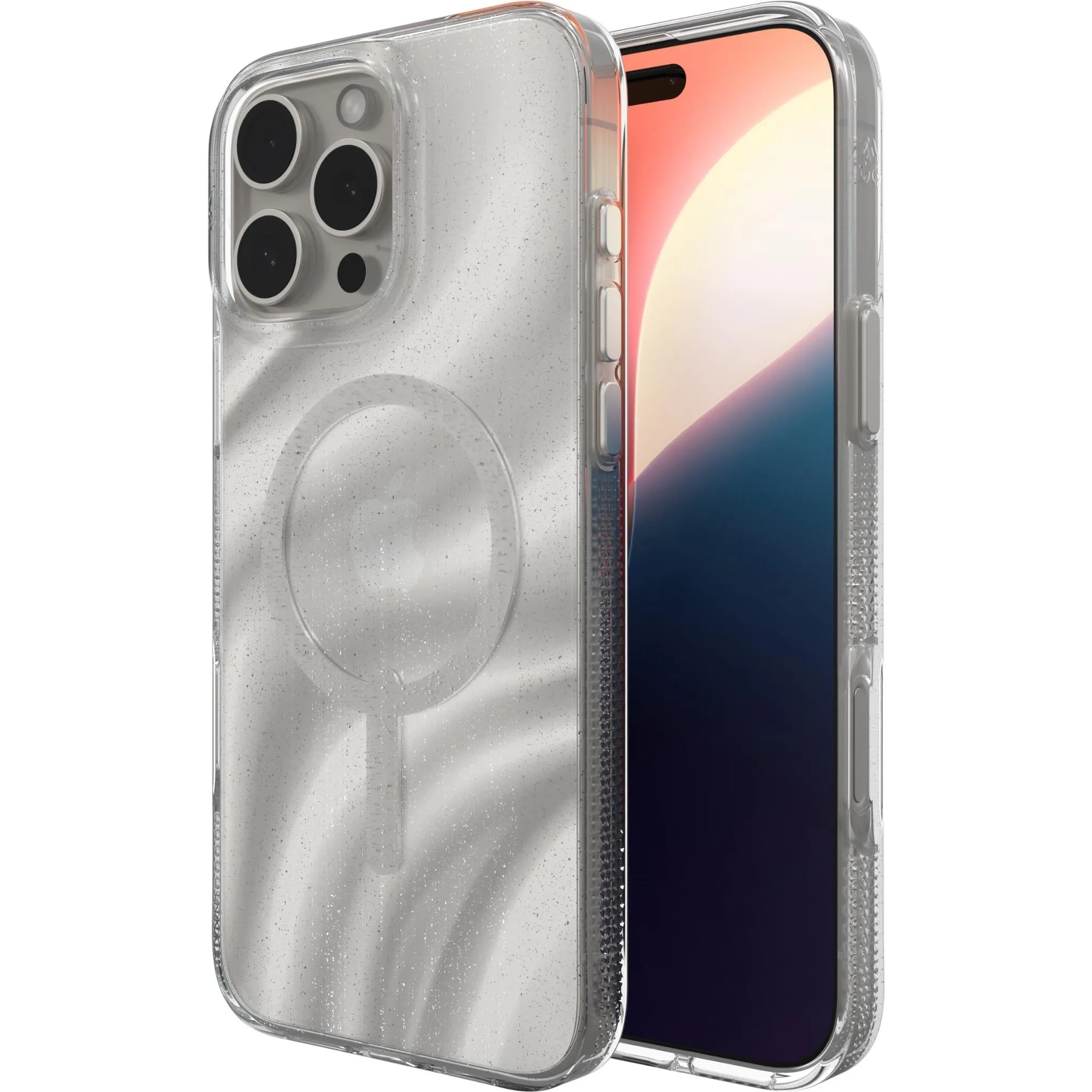 ZAGG Milan Snap Case for iPhone 16 Pro (White Swirl Glitter)