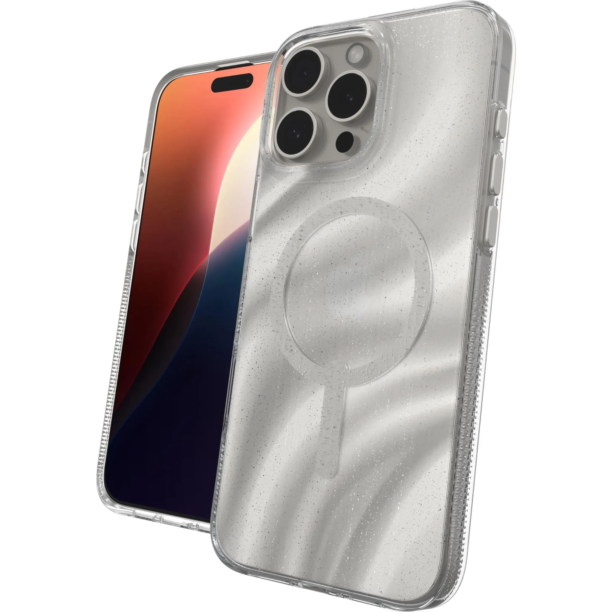 ZAGG Milan Snap Case for iPhone 16 Pro (White Swirl Glitter)